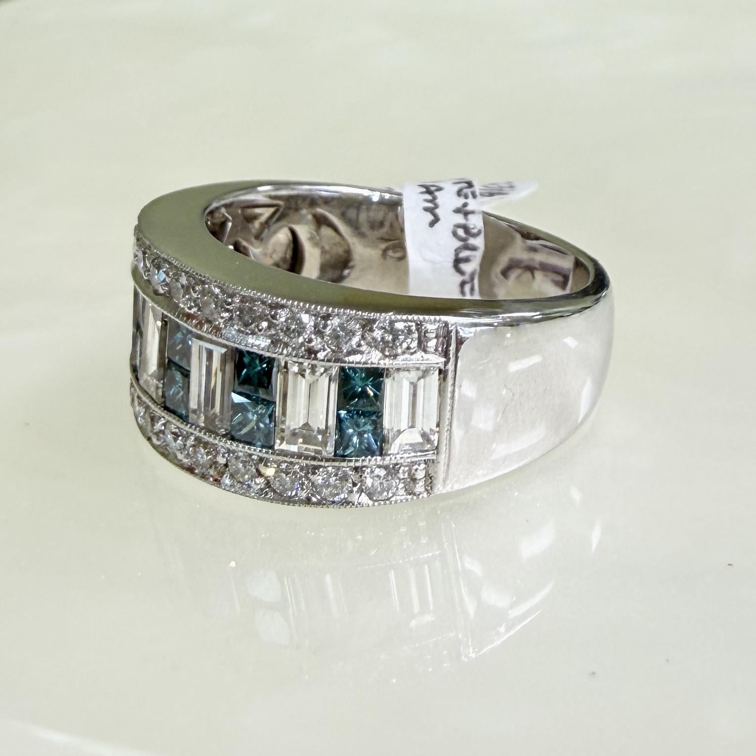 Sofia Fiori White and Blue Diamond Ring 14k