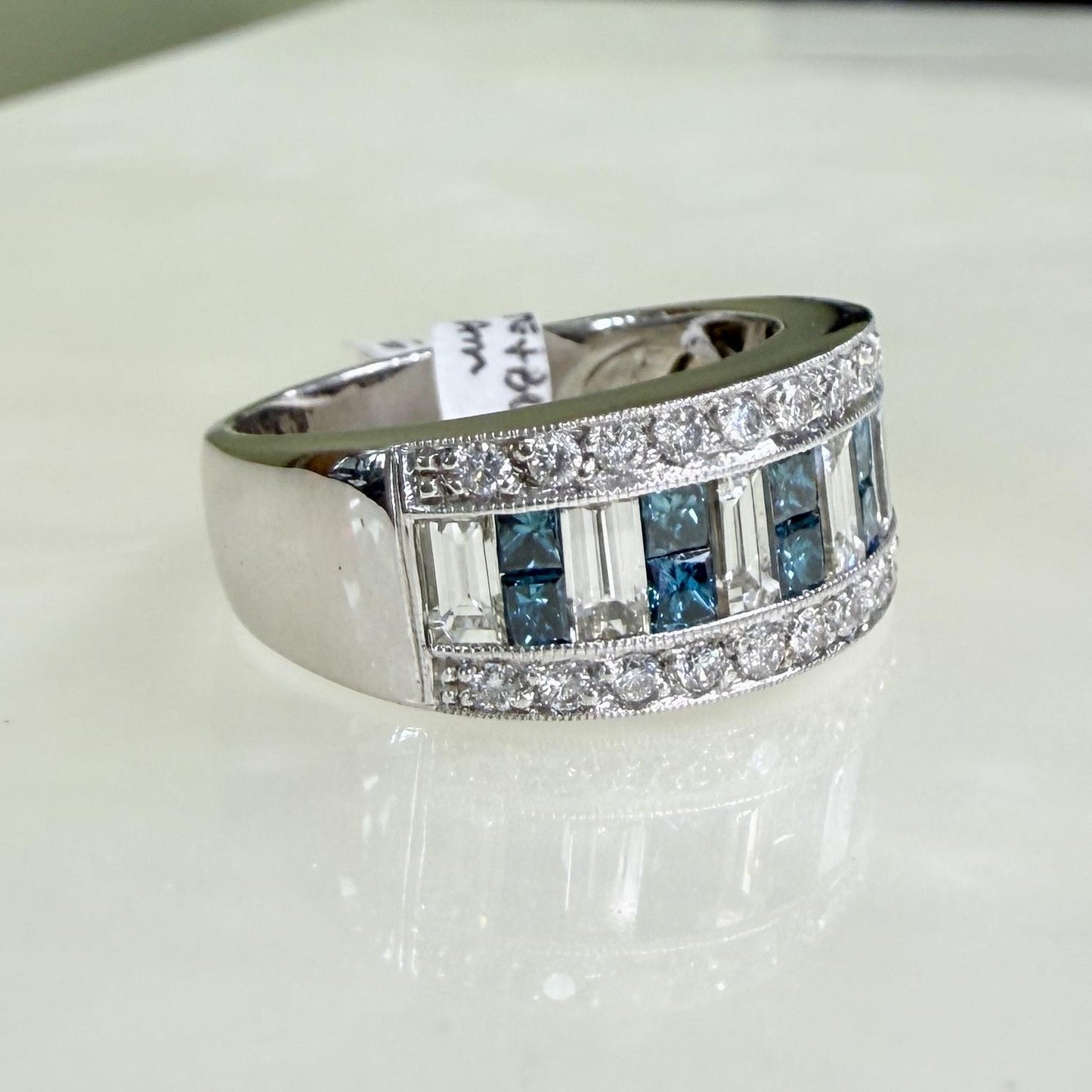 Sofia Fiori White and Blue Diamond Ring 14k