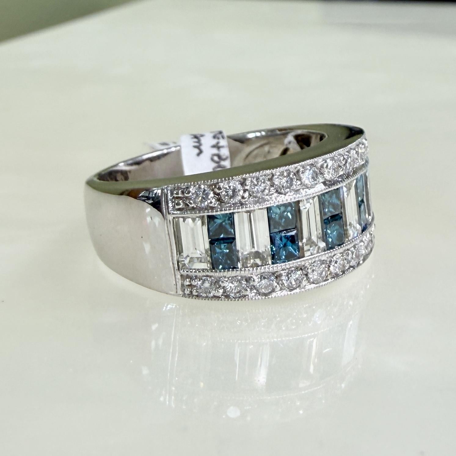 Sofia Fiori White and Blue Diamond Ring 14k