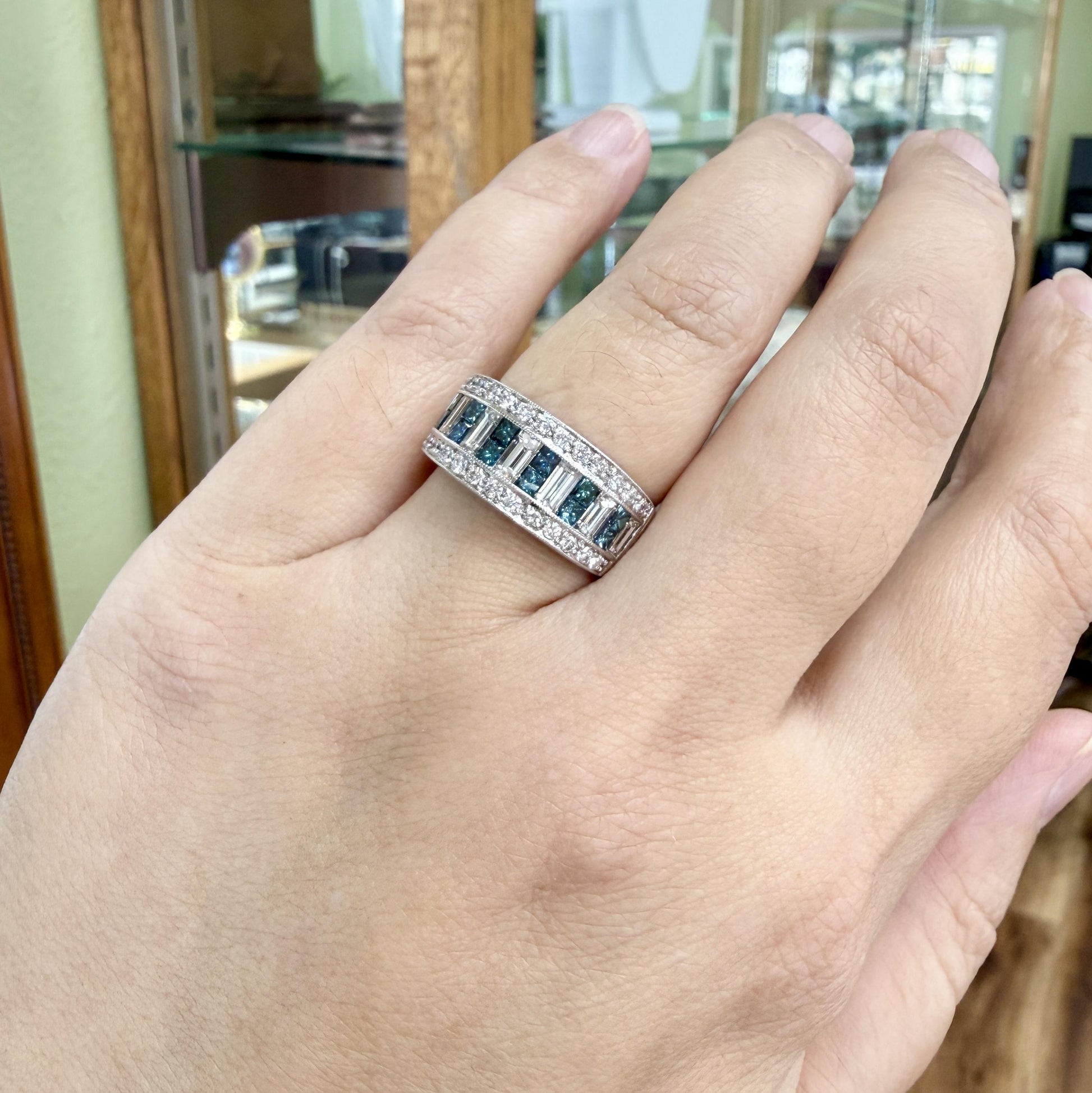 Sofia Fiori White and Blue Diamond Ring 14k