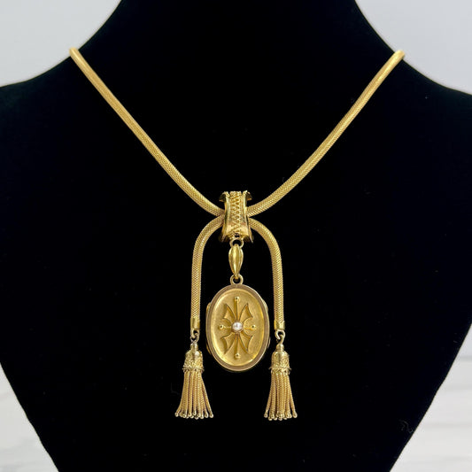 1870's Victorian Locket and Necklace 14k