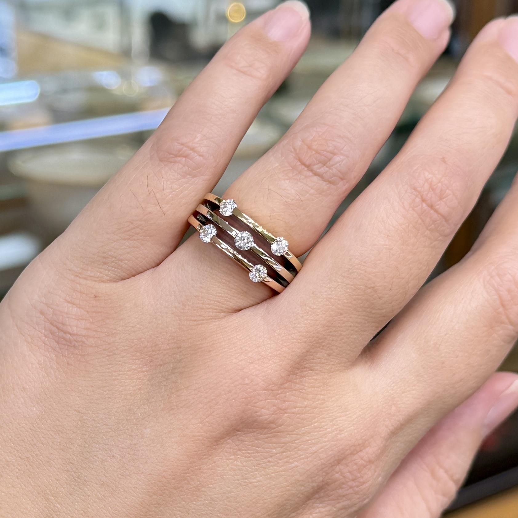 Roberto Coin Tri-Color Gold Diamond Ring