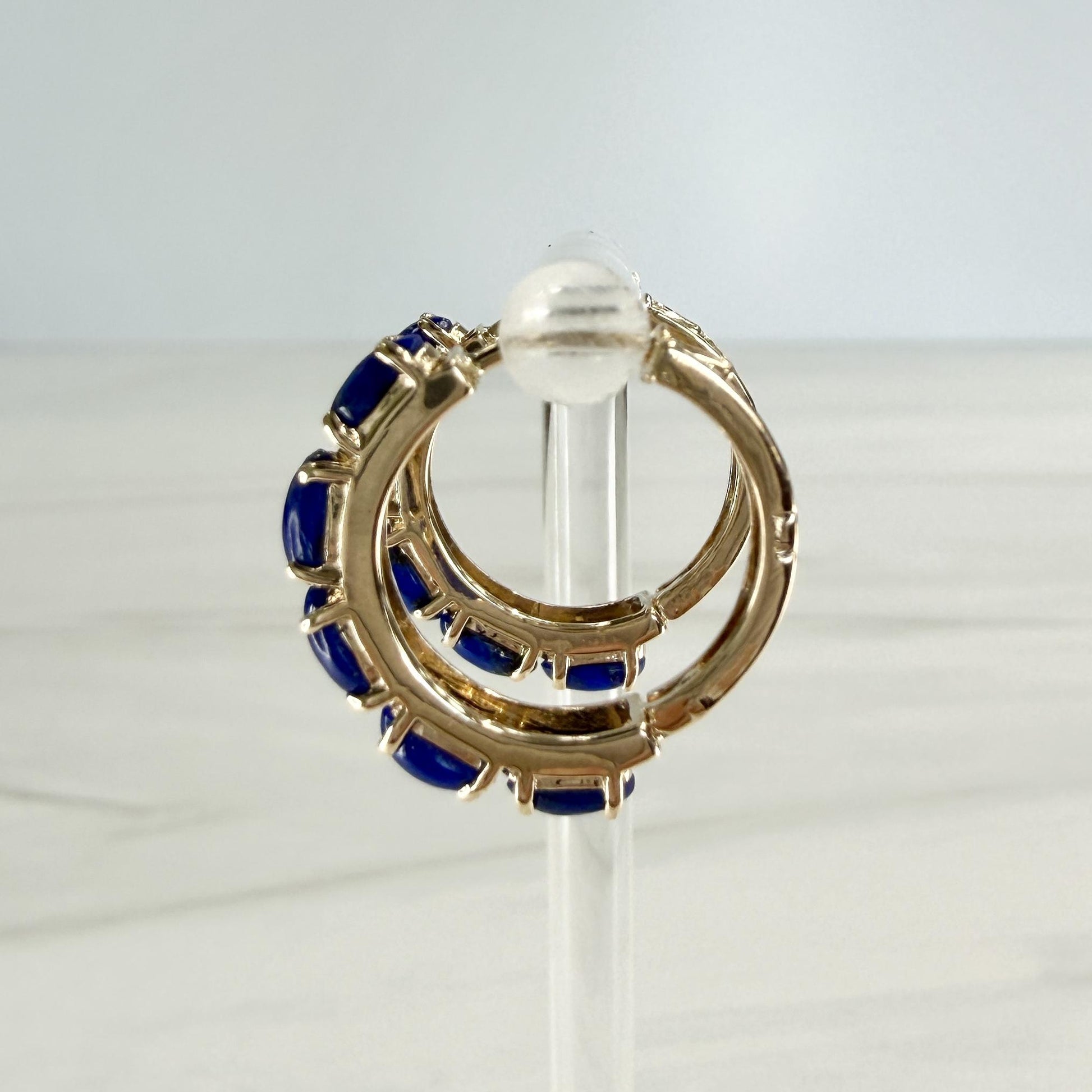 Lapis Lazuli Small Hoop Earrings 14k