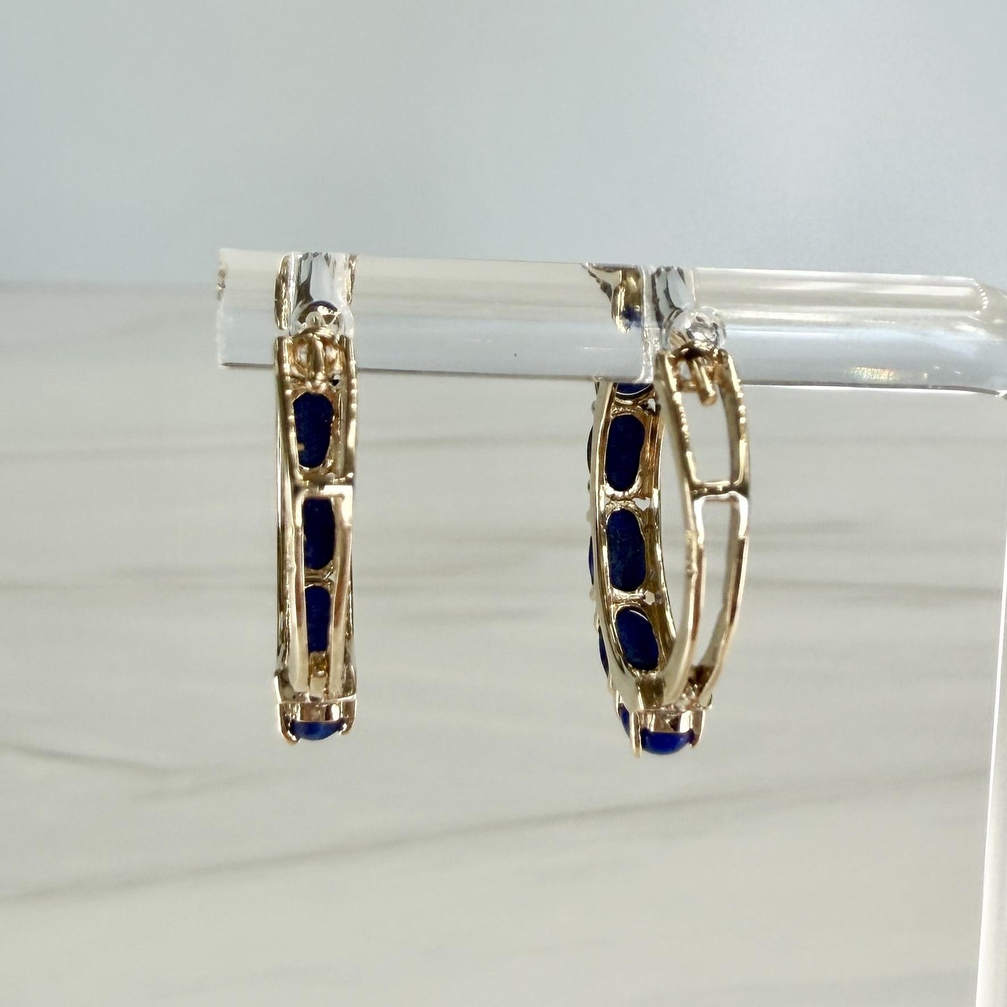 Lapis Lazuli Small Hoop Earrings 14k