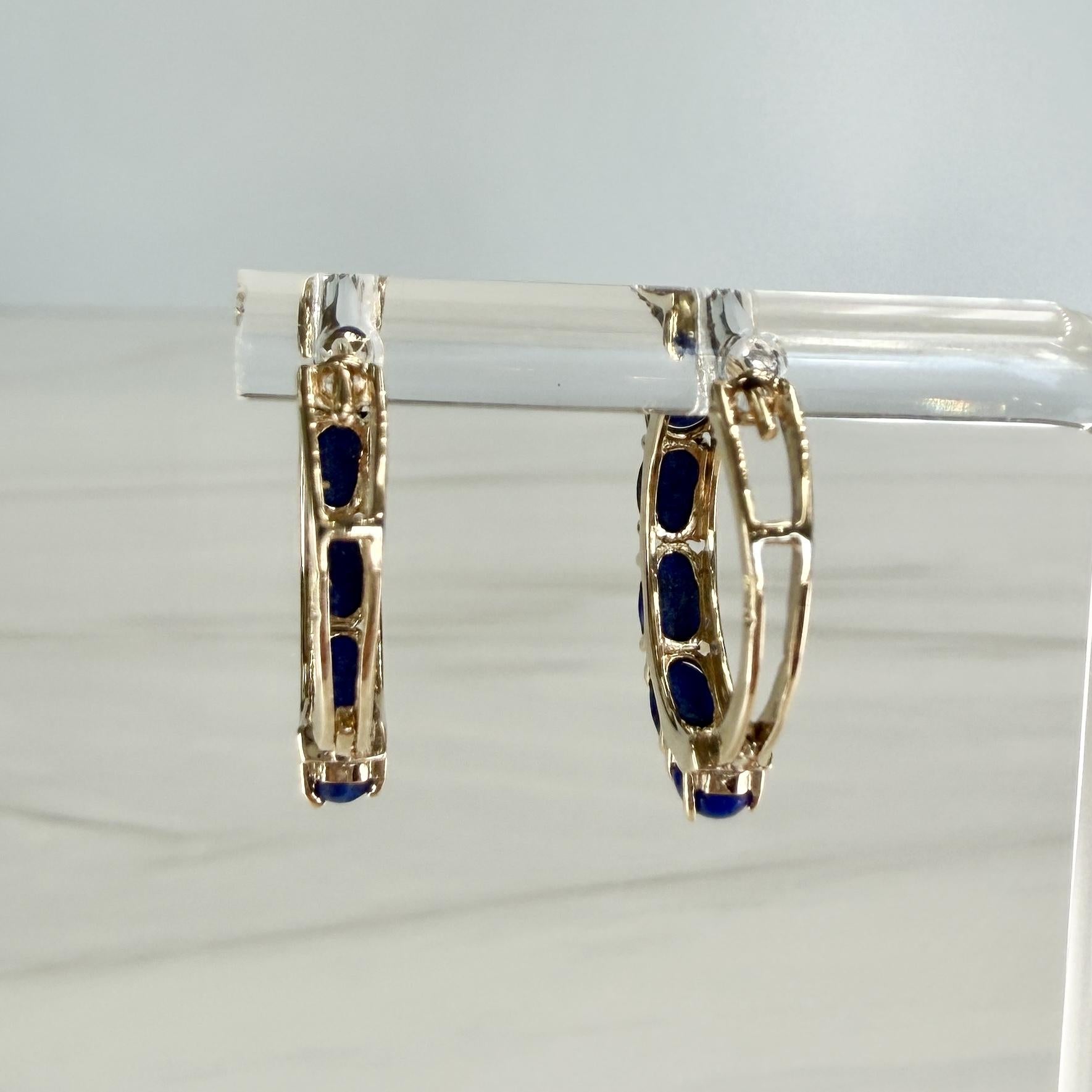 Lapis Lazuli Small Hoop Earrings 14k
