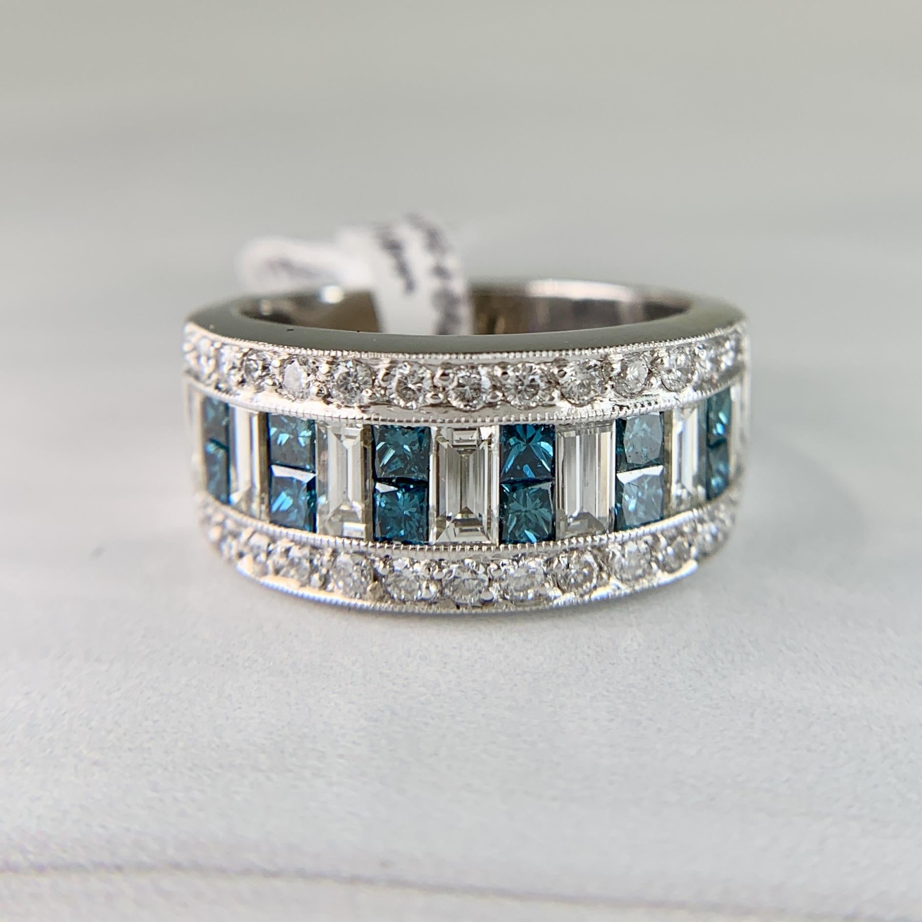 Sofia Fiori White and Blue Diamond Ring 14k