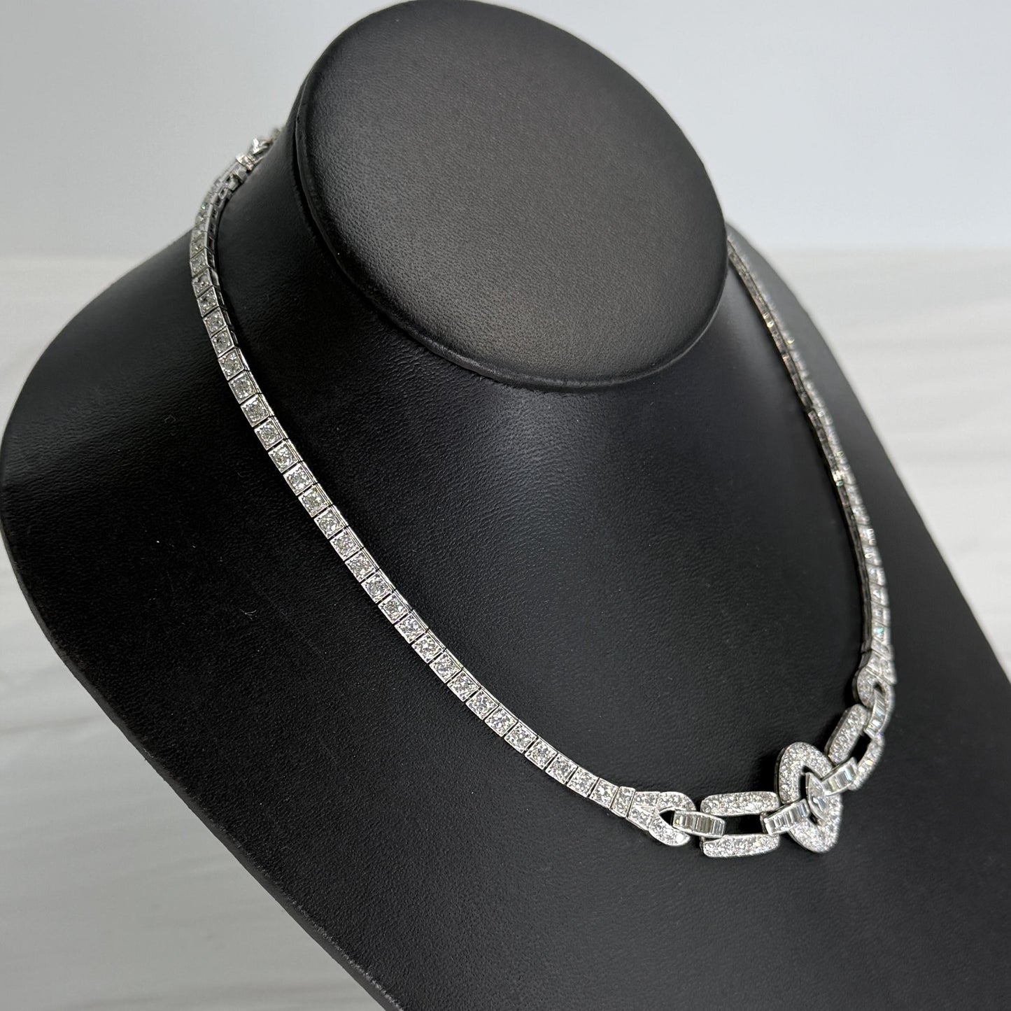 1930's Art Deco Old Cut Diamond Necklace Platinum