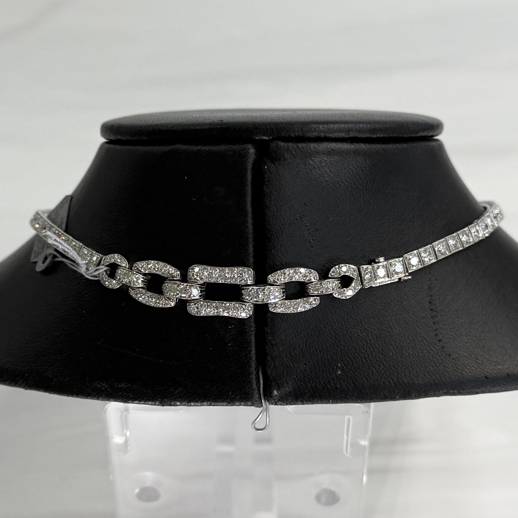 1930's Art Deco Old Cut Diamond Necklace Platinum