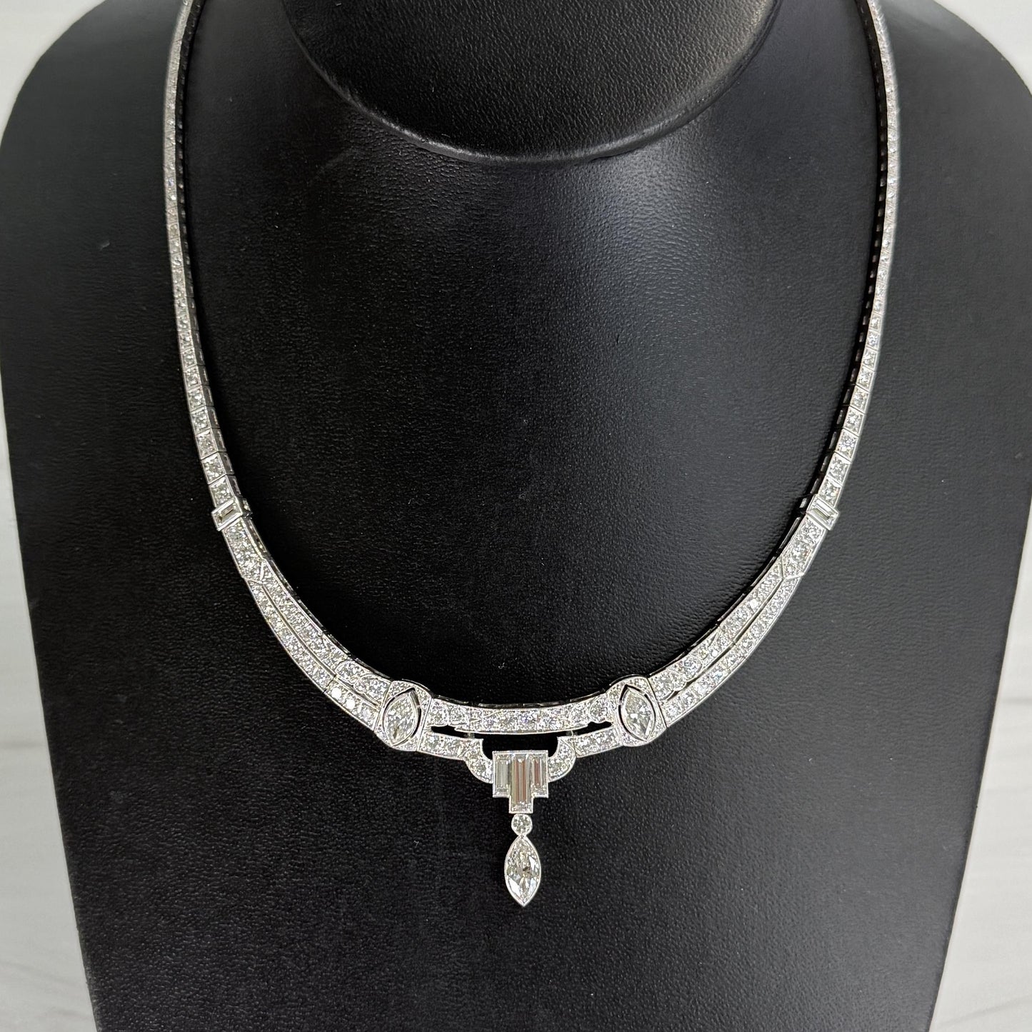 1925 Art Deco Gorham Spaulding Old Cut Diamond Necklace Platinum