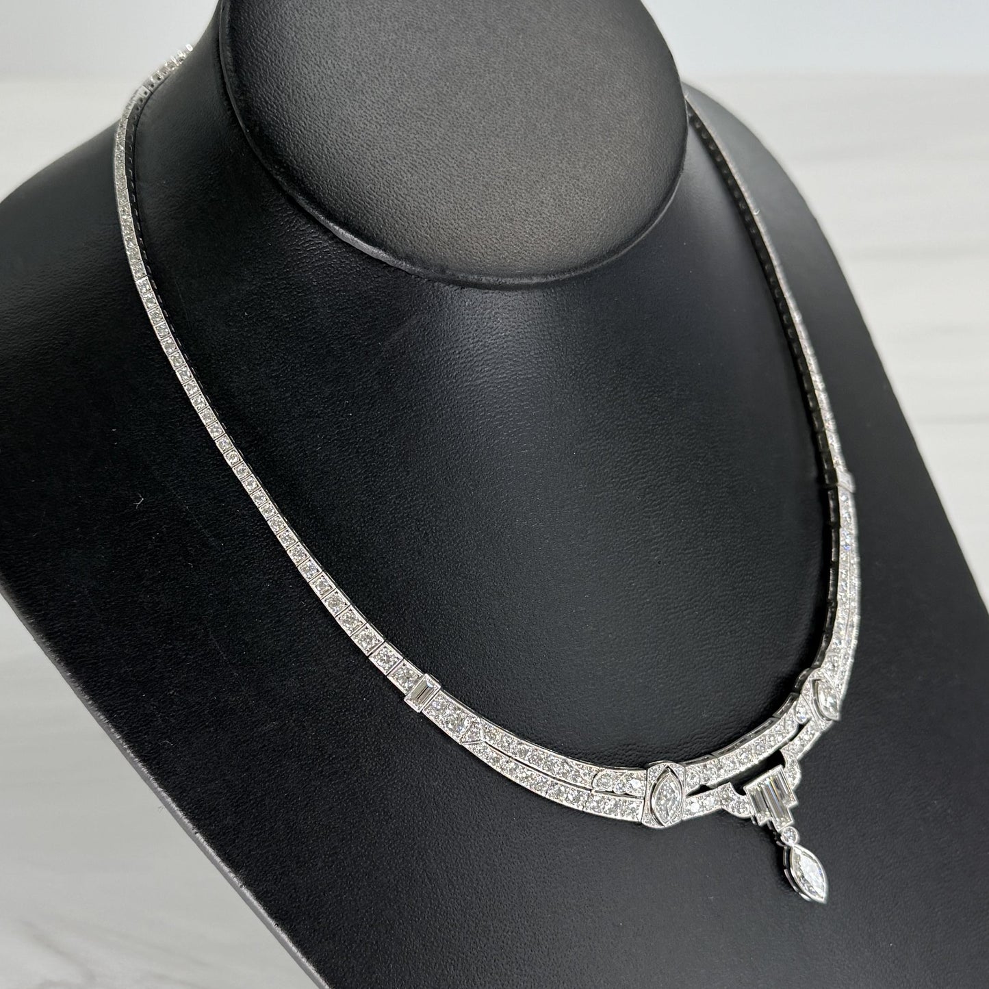 1925 Art Deco Gorham Spaulding Old Cut Diamond Necklace Platinum