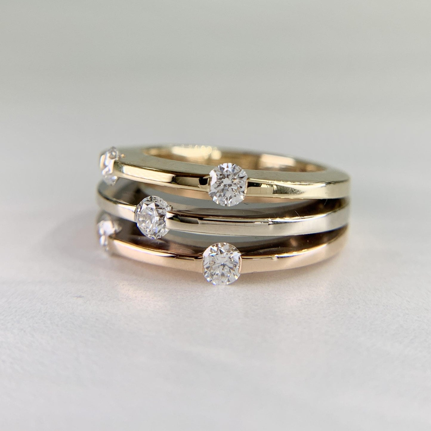 Roberto Coin Tri-Color Gold Diamond Ring