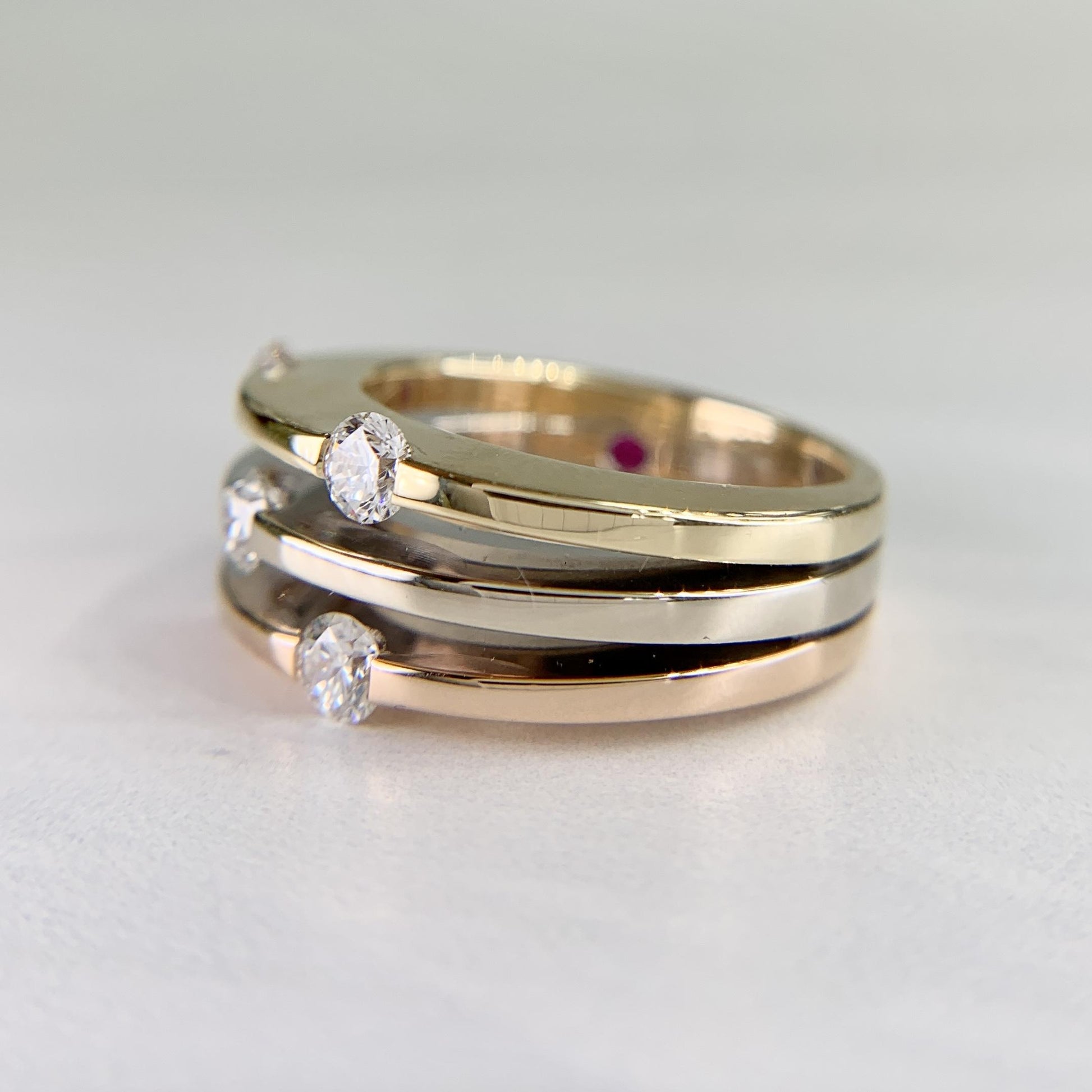 Roberto Coin Tri-Color Gold Diamond Ring