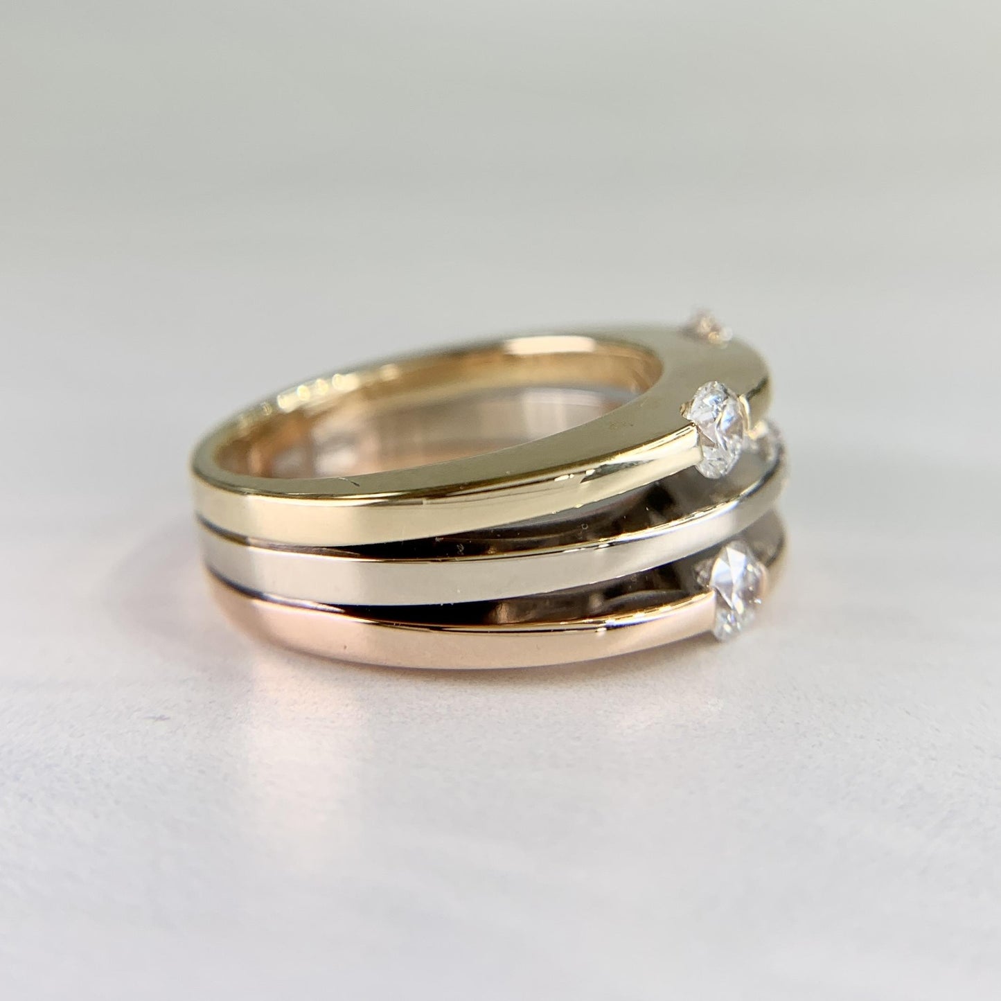 Roberto Coin Tri-Color Gold Diamond Ring