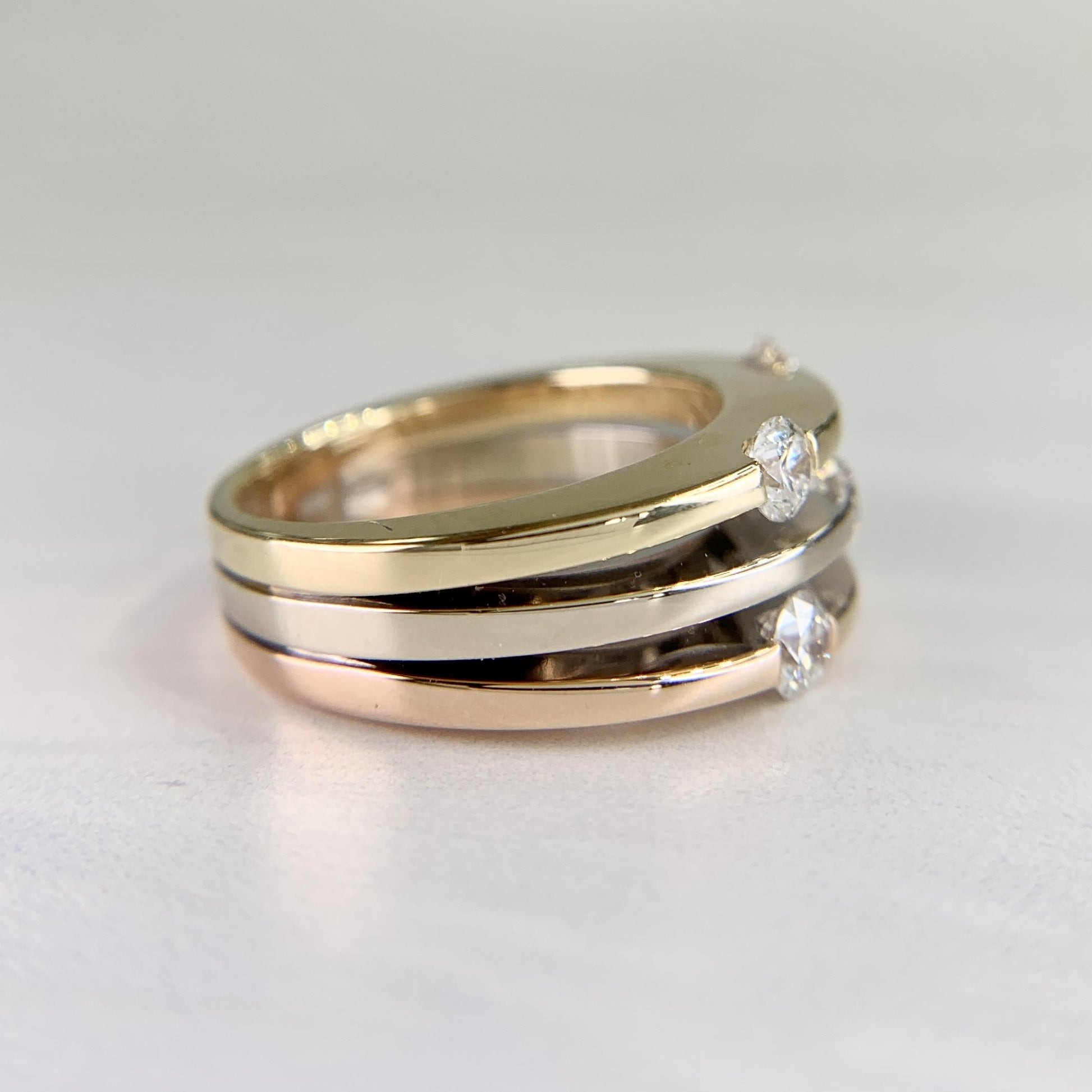 Roberto Coin Tri-Color Gold Diamond Ring