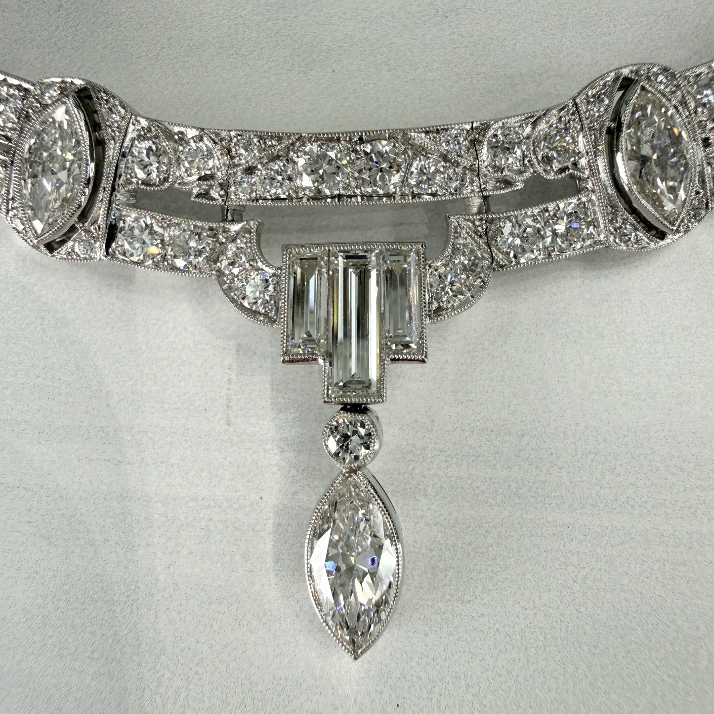 1925 Art Deco Gorham Spaulding Old Cut Diamond Necklace Platinum