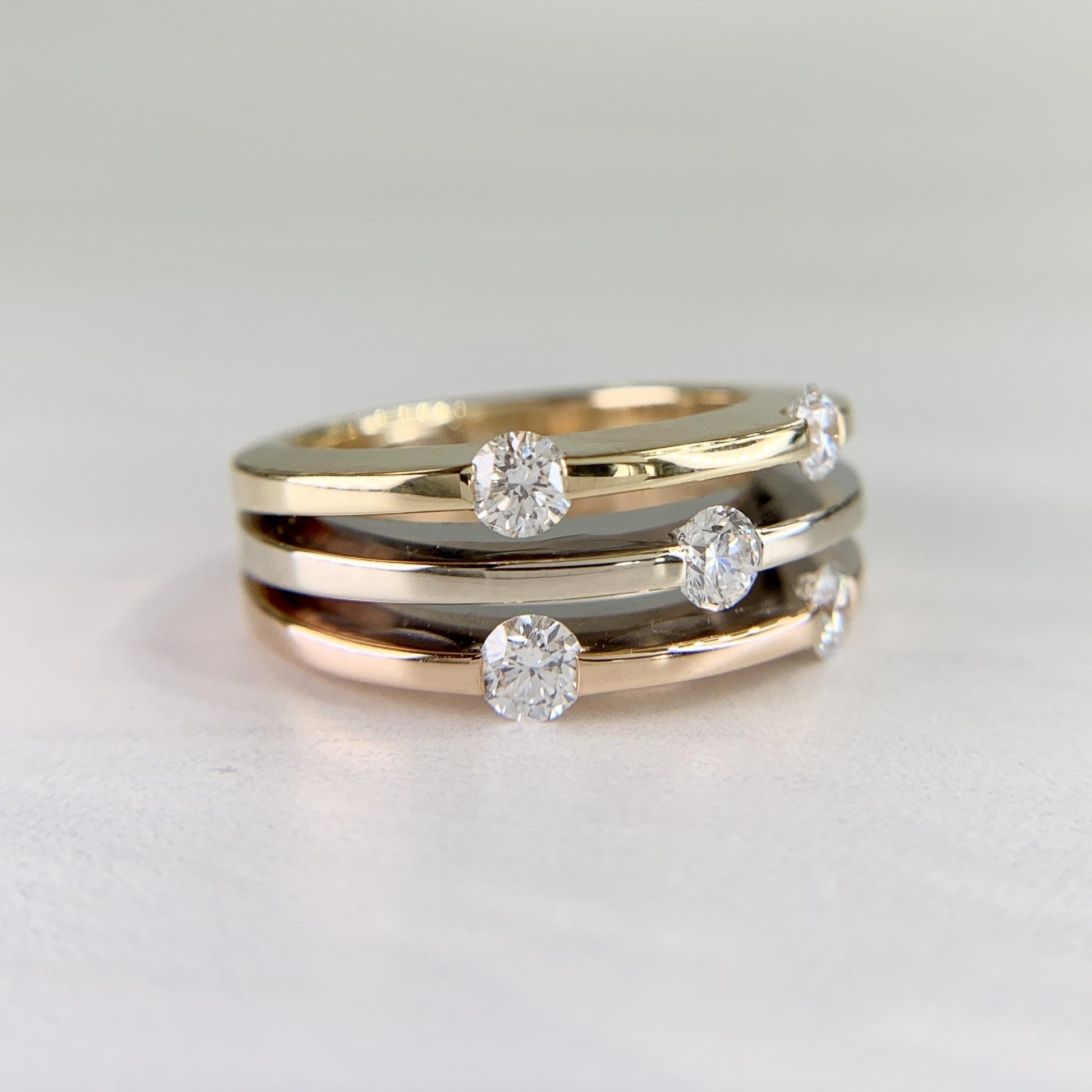 Roberto Coin Tri-Color Gold Diamond Ring