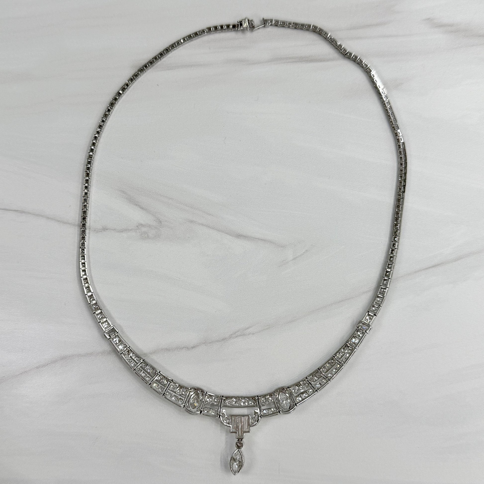 1925 Art Deco Gorham Spaulding Old Cut Diamond Necklace Platinum