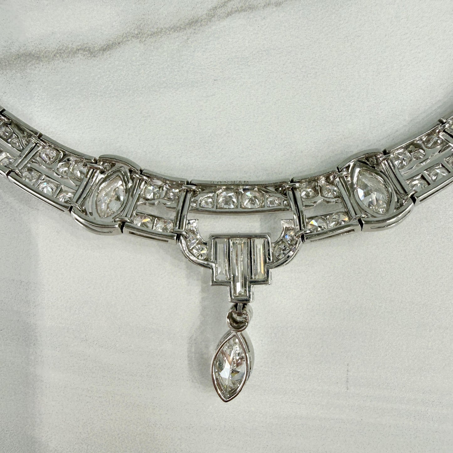 1925 Art Deco Gorham Spaulding Old Cut Diamond Necklace Platinum