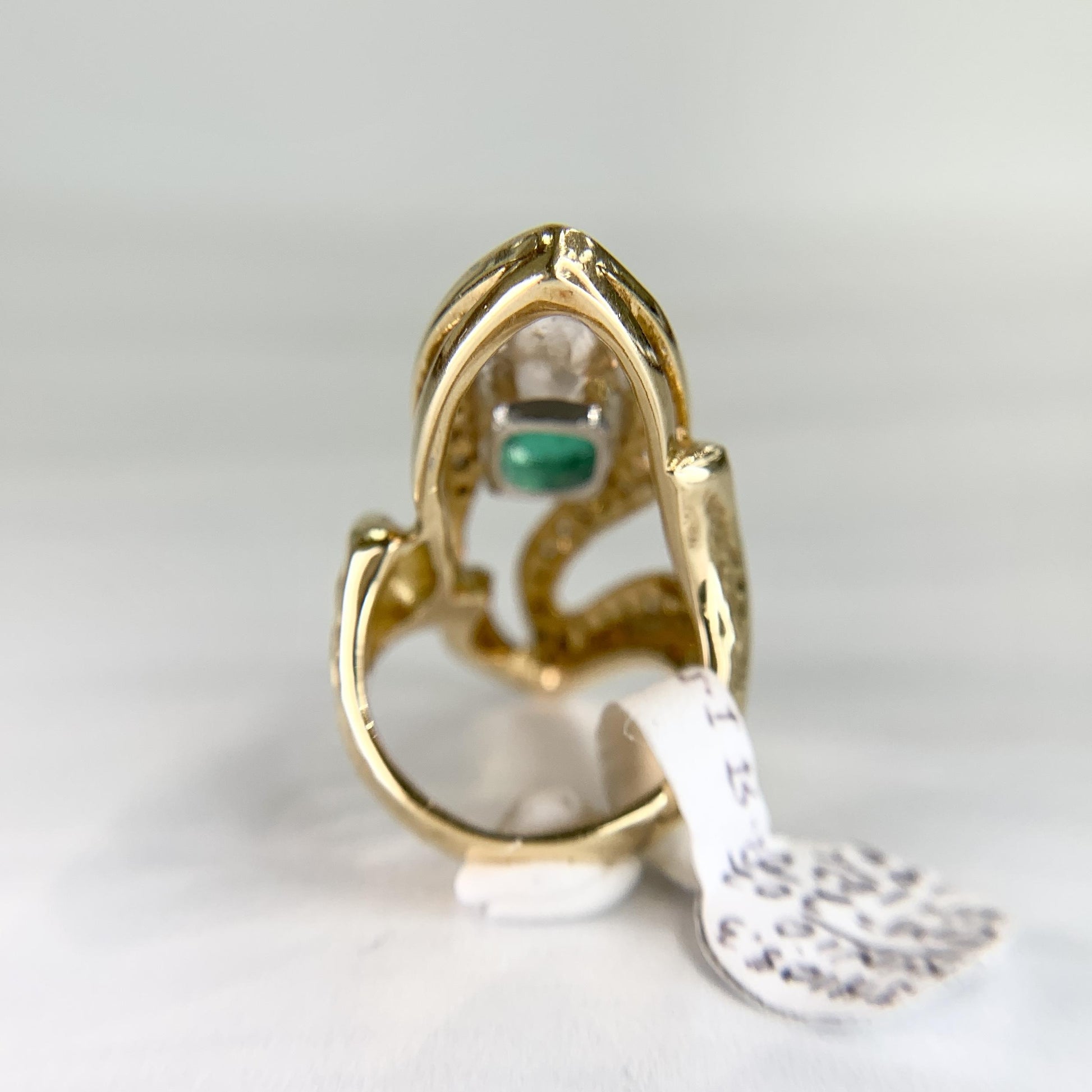 Columbian Emerald and Diamond Two Tone Cocktail Statement Ring 18k