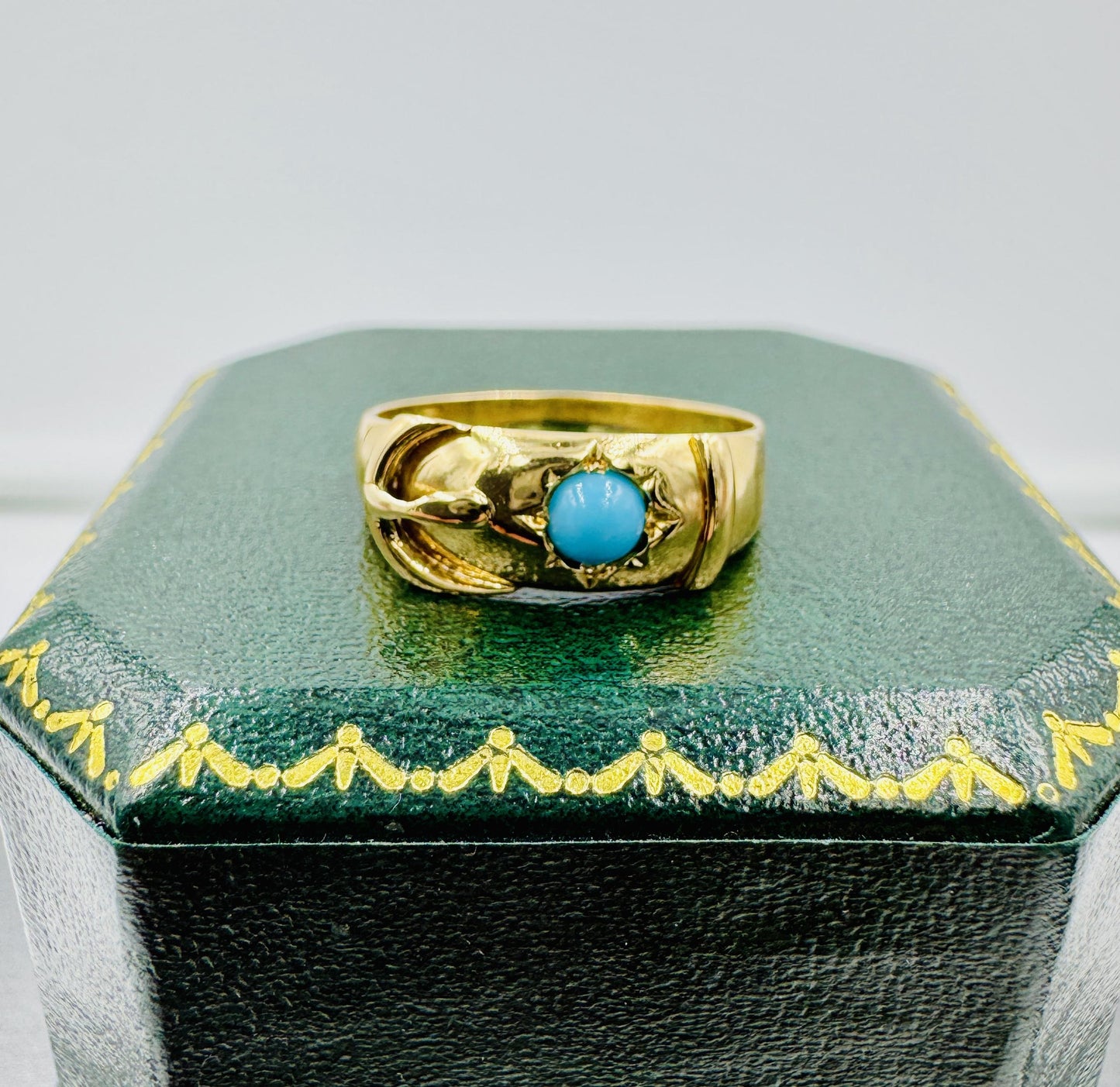 Antique Circa 1812 London 18k gold Buckle Turquoise Ring