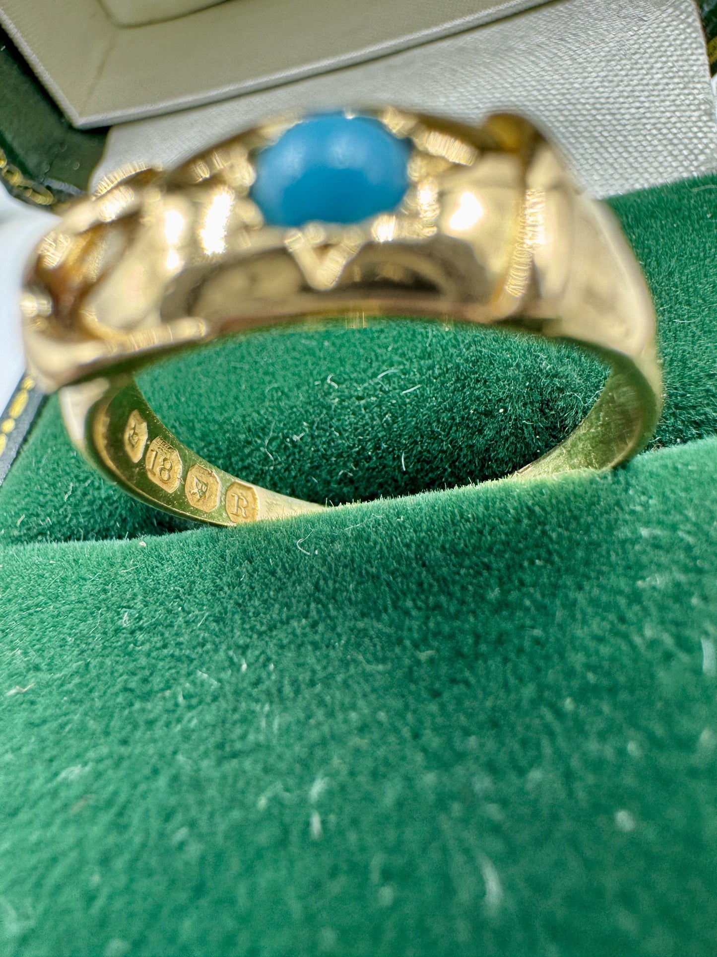 Antique Circa 1812 London 18k gold Buckle Turquoise Ring