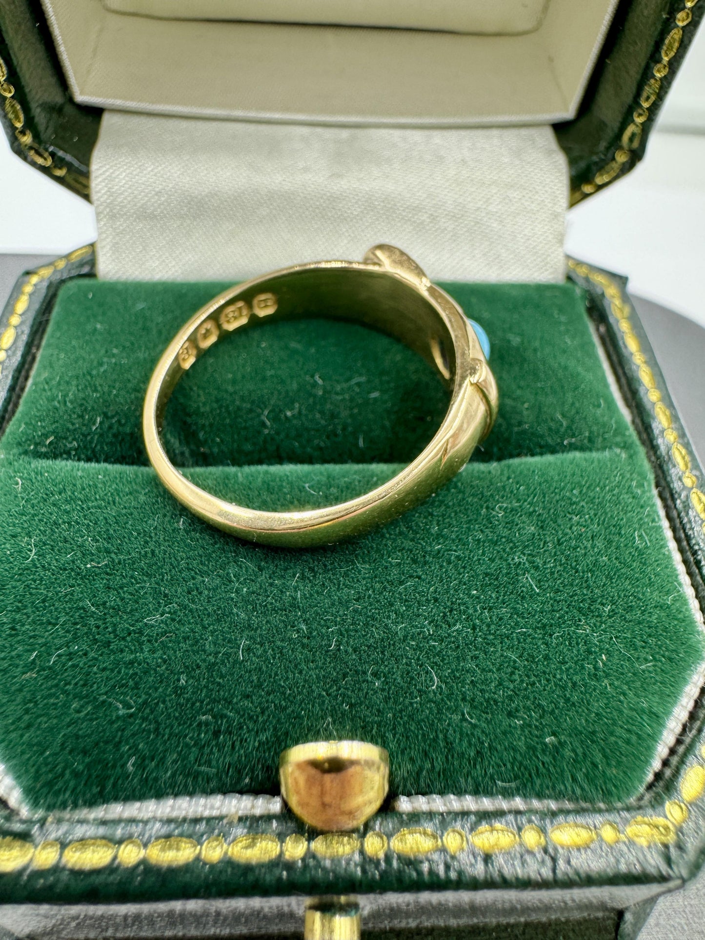 Antique Circa 1812 London 18k gold Buckle Turquoise Ring