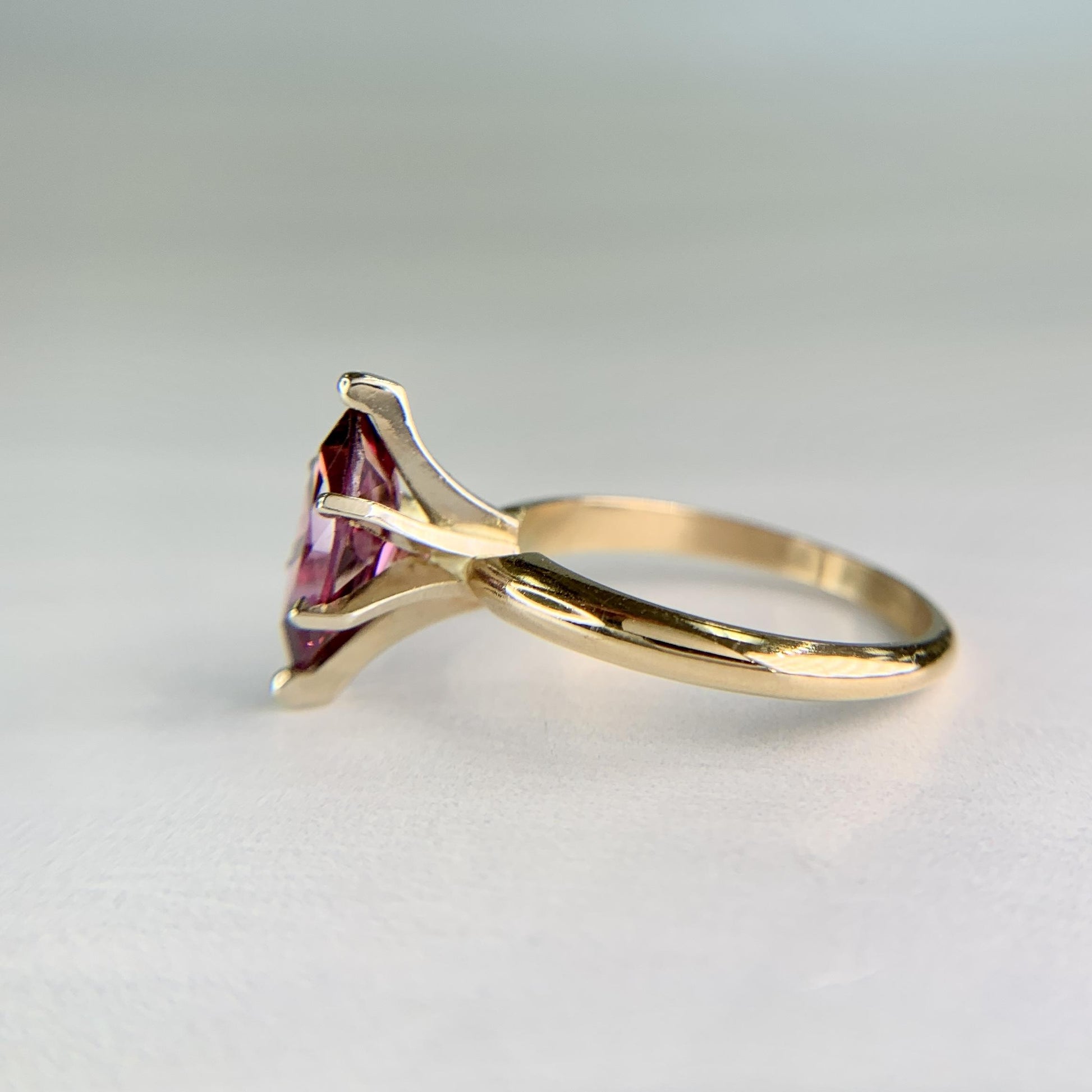 Vintage Marquise Tourmaline Solitaire Ring 14k