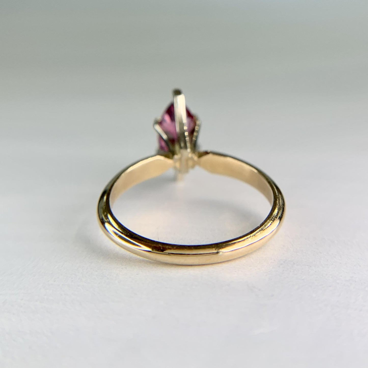 Vintage Marquise Tourmaline Solitaire Ring 14k