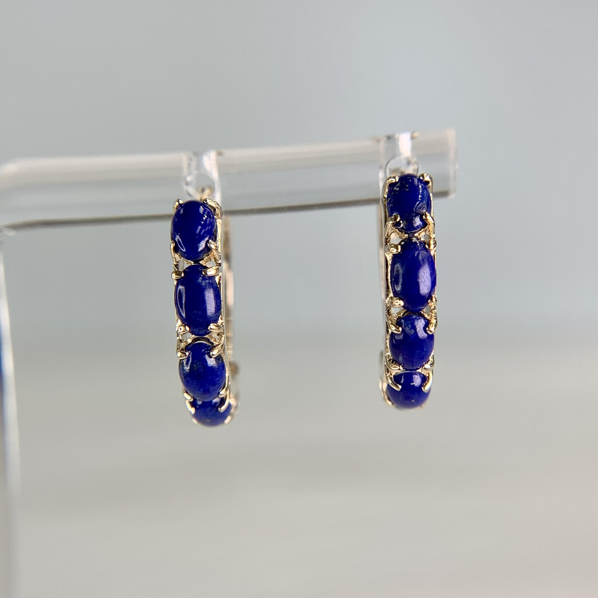 Lapis Lazuli Small Hoop Earrings 14k