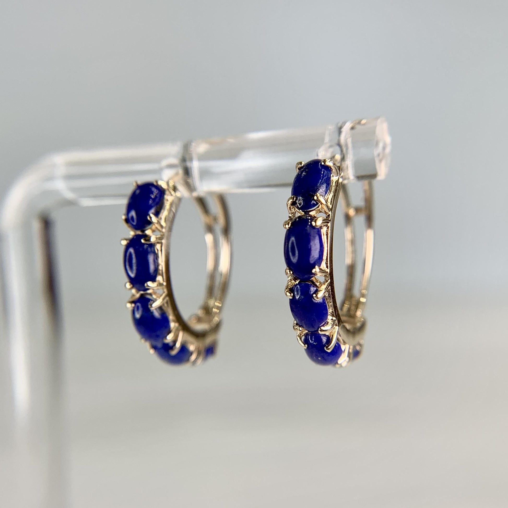 Lapis Lazuli Small Hoop Earrings 14k