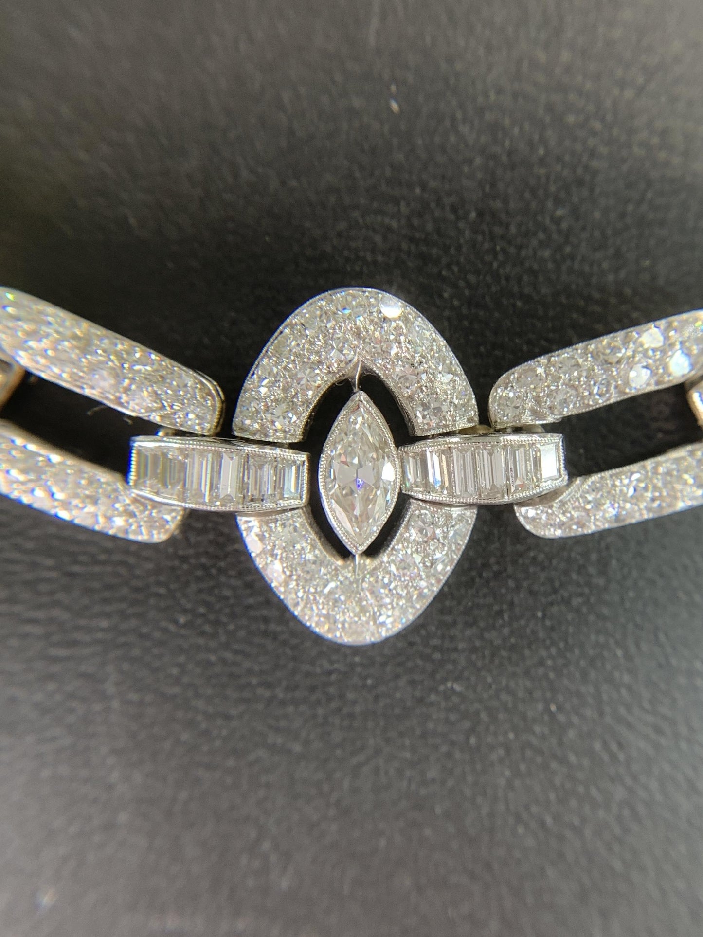 1930's Art Deco Old Cut Diamond Necklace Platinum