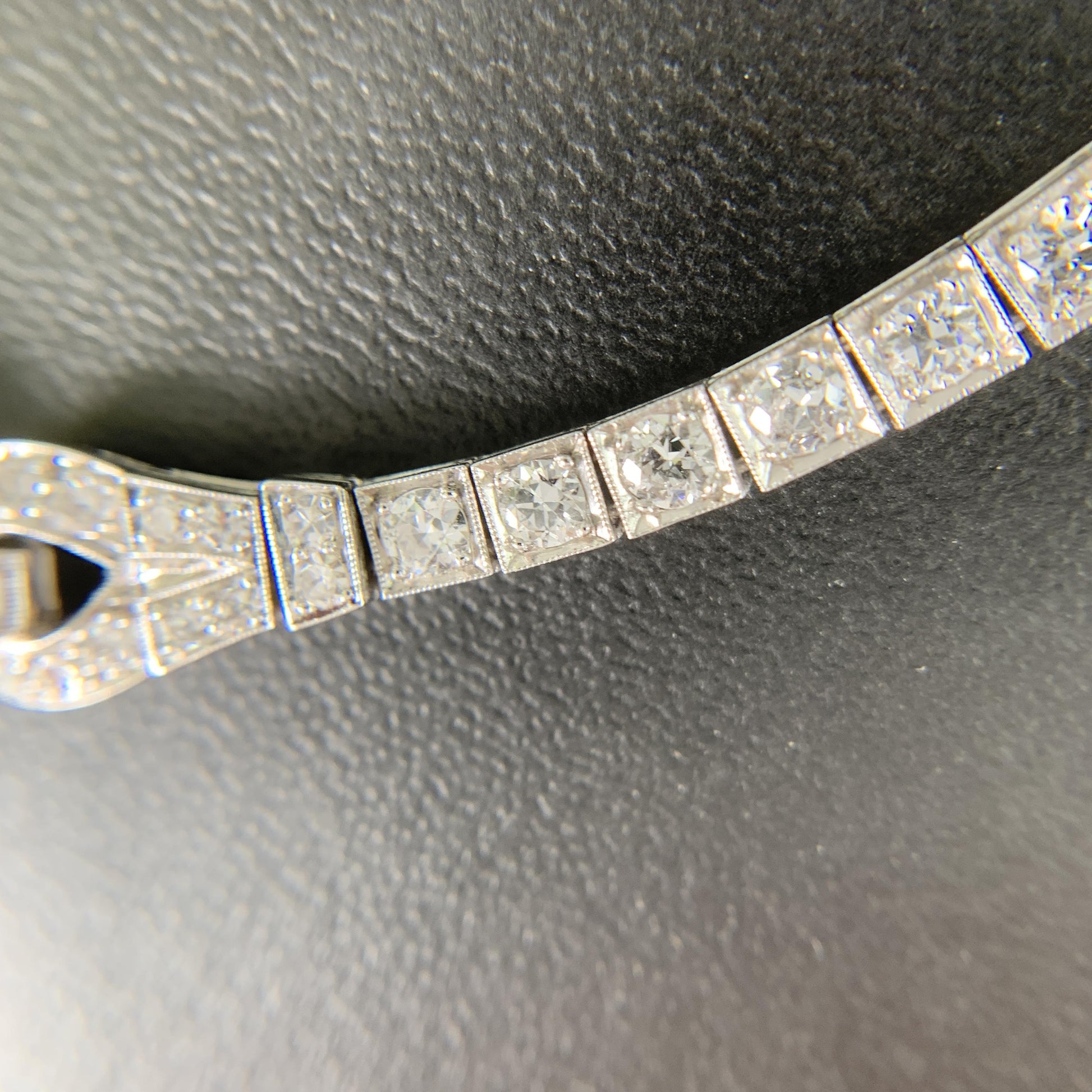 1930's Art Deco Old Cut Diamond Necklace Platinum
