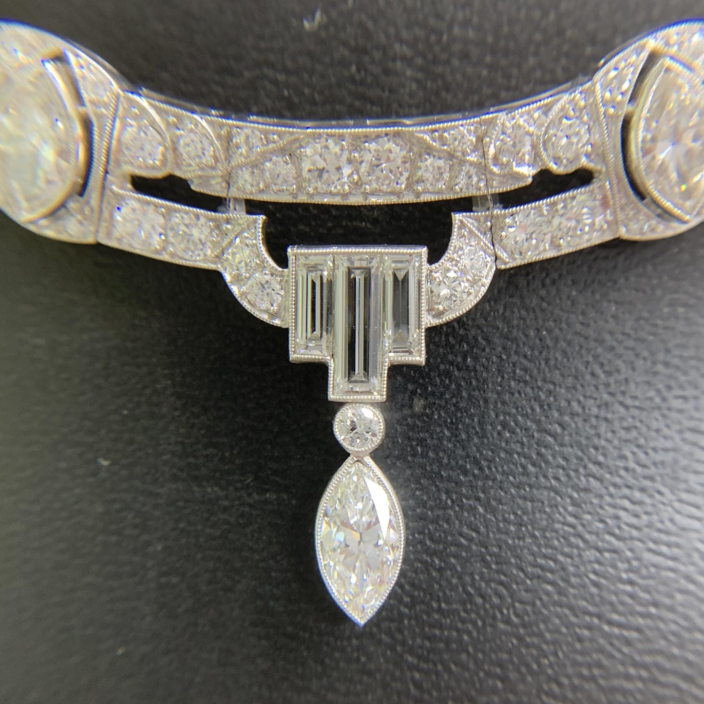 1925 Art Deco Gorham Spaulding Old Cut Diamond Necklace Platinum