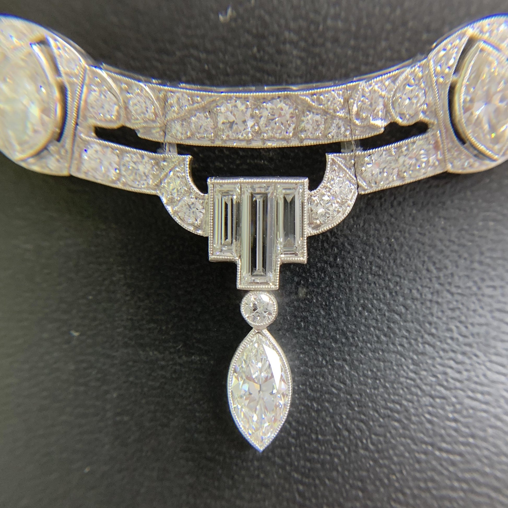 1925 Art Deco Gorham Spaulding Old Cut Diamond Necklace Platinum