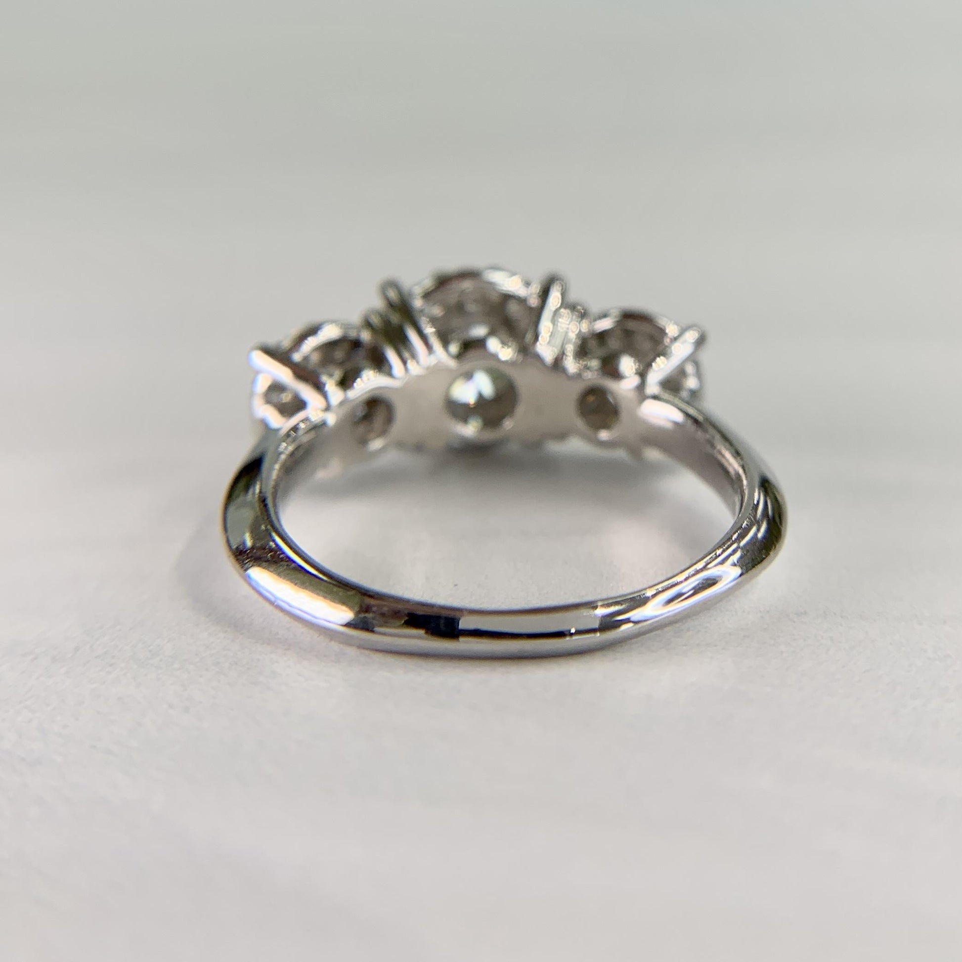 3 Stone Diamond Halo Ring Platinum