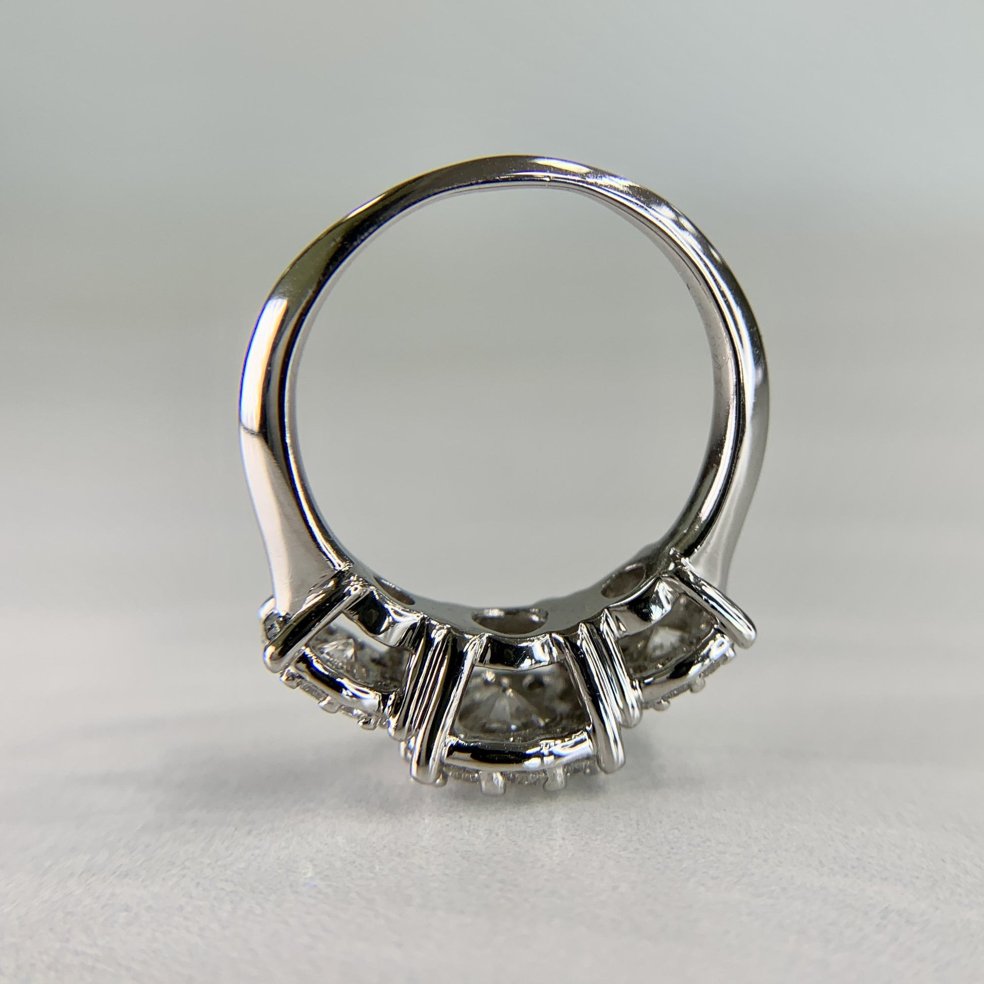 3 Stone Diamond Halo Ring Platinum
