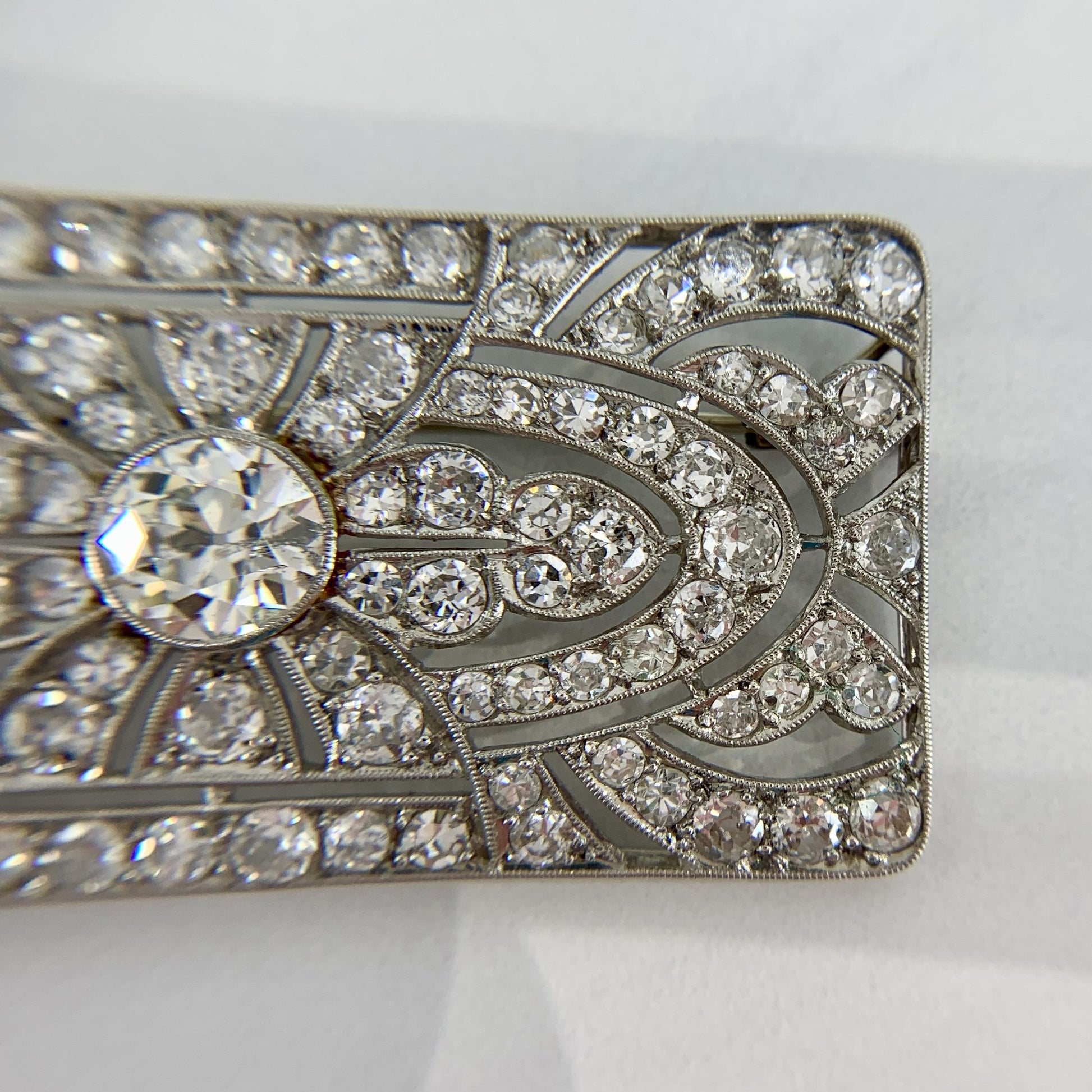 1925 Art Deco Old Cut Diamond Brooch Platinum