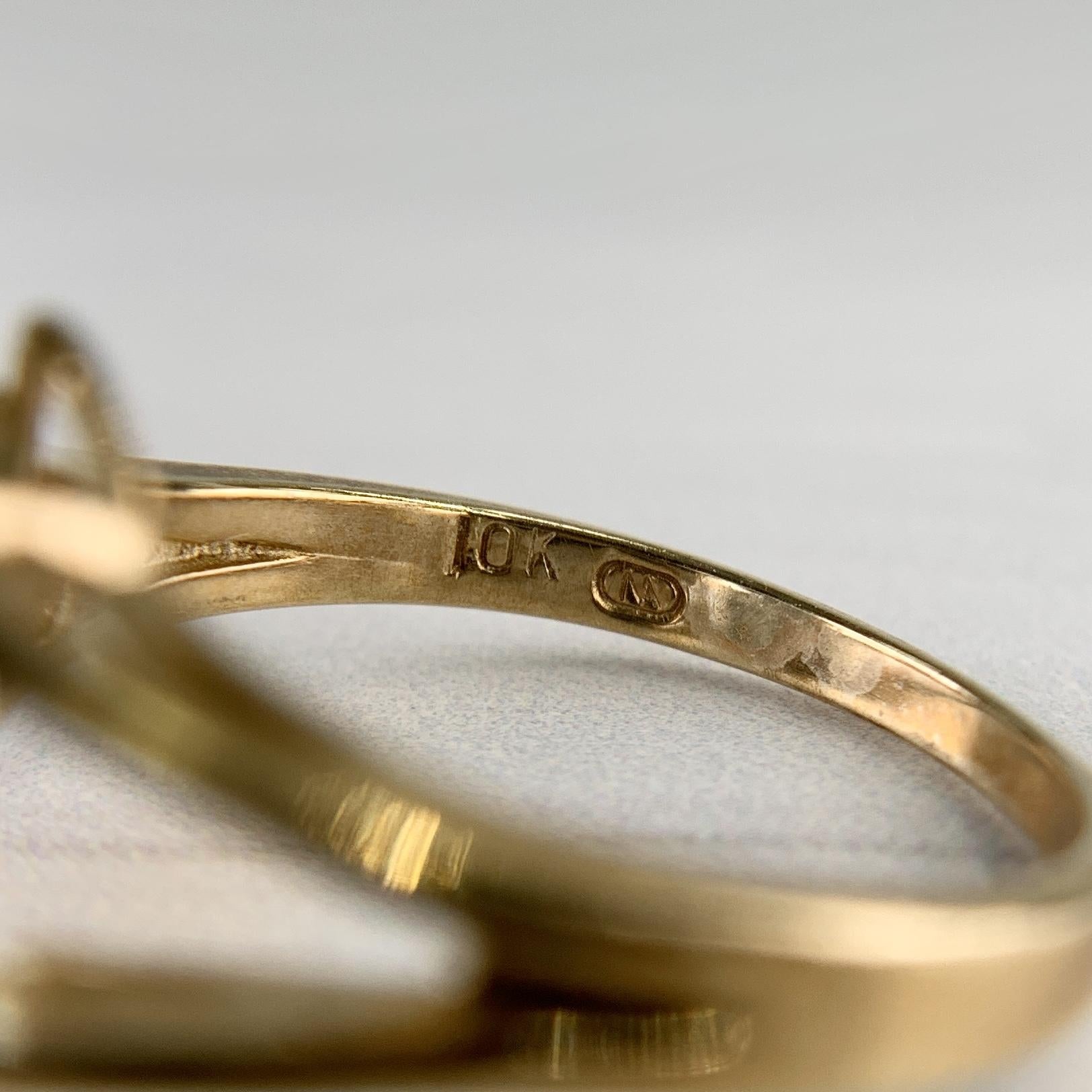 Estate Oval Blue Topaz Split Shank Ring 10k