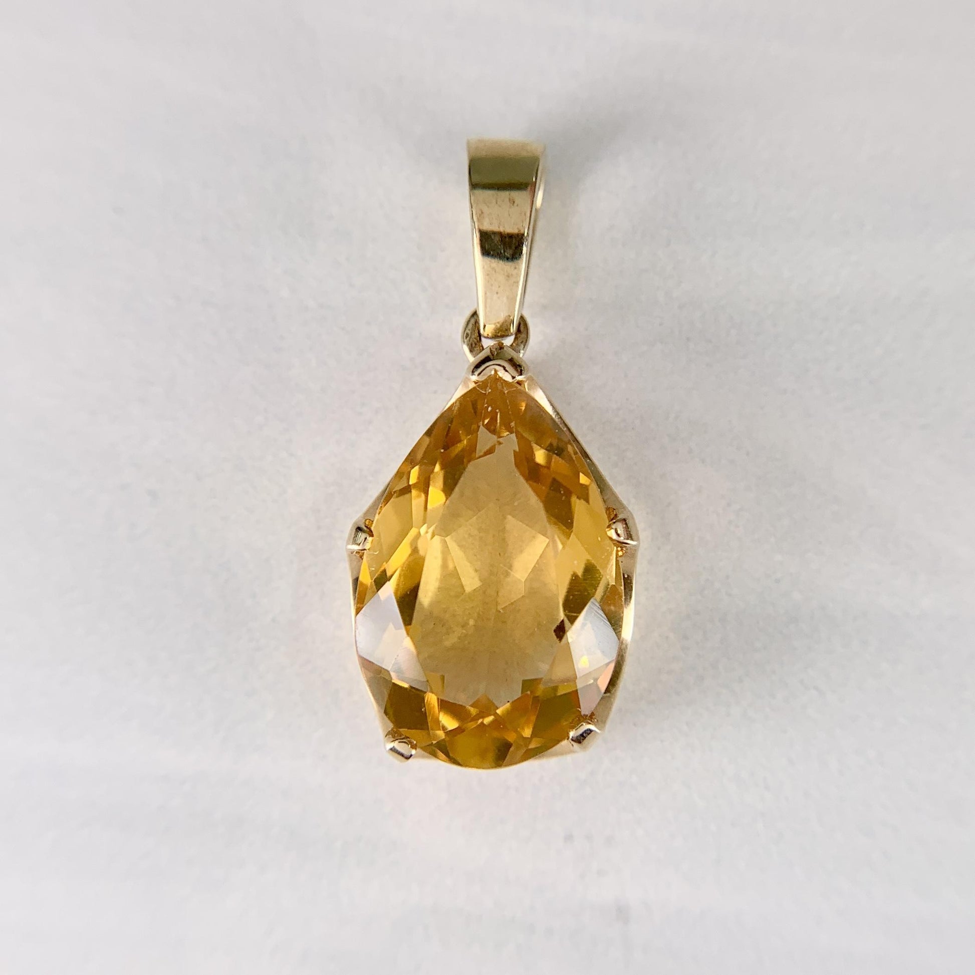 Pear Cut Citrine Pendant 14k