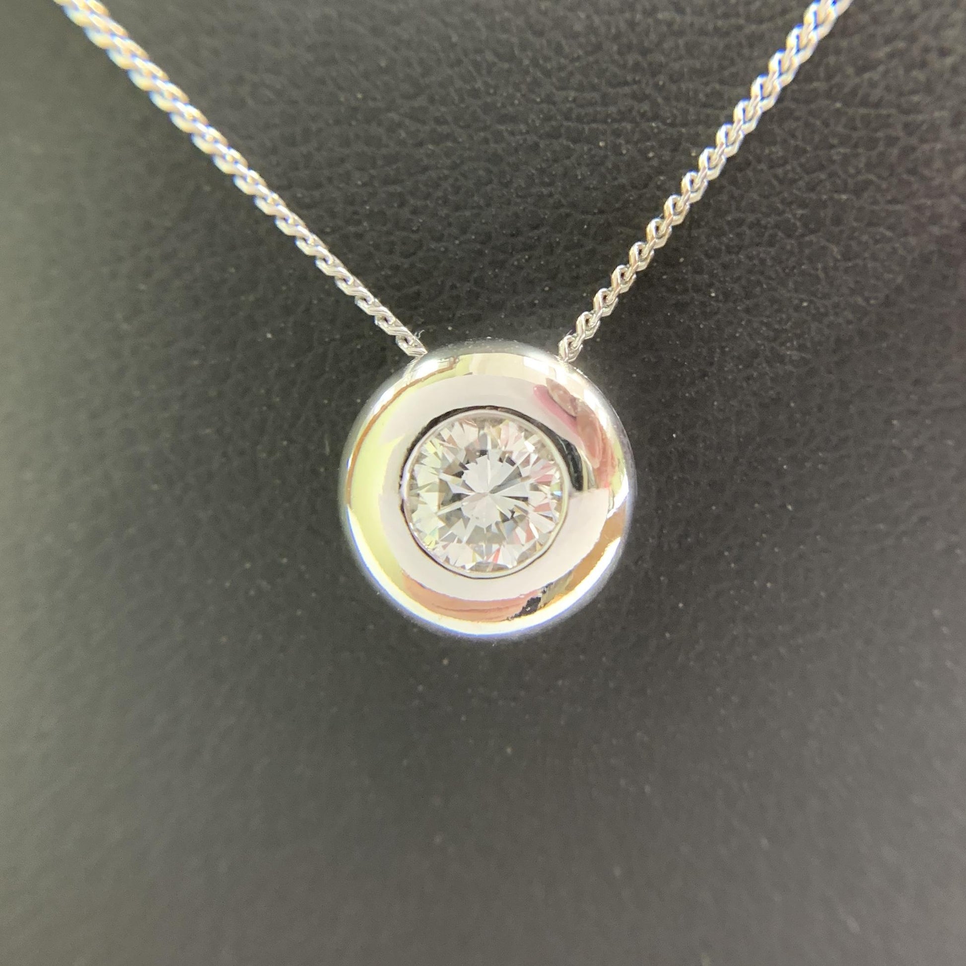 Diamond Solitaire 18k White Gold Pendant Necklace VS