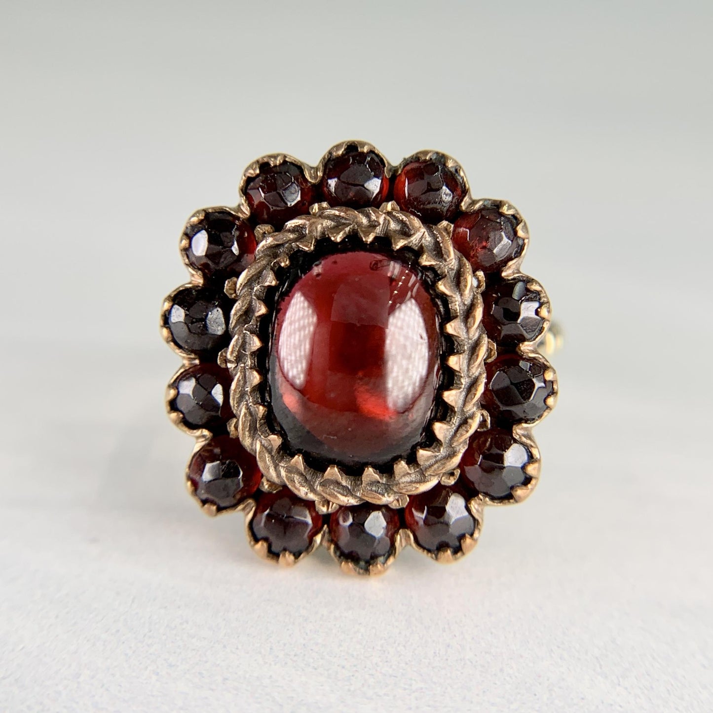 Antique Garnet Cabochon Ring 14k/Silver