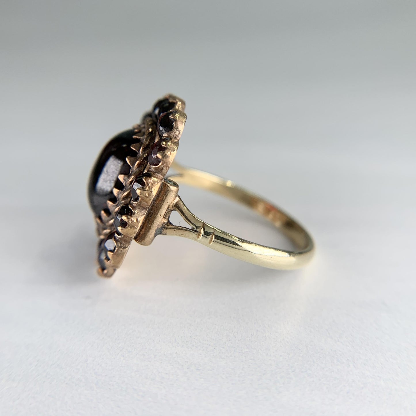 Antique Garnet Cabochon Ring 14k/Silver