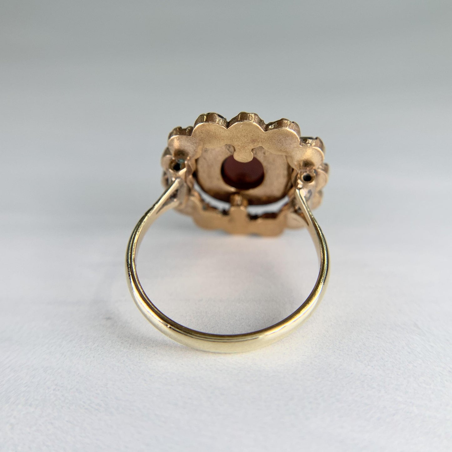 Antique Garnet Cabochon Ring 14k/Silver