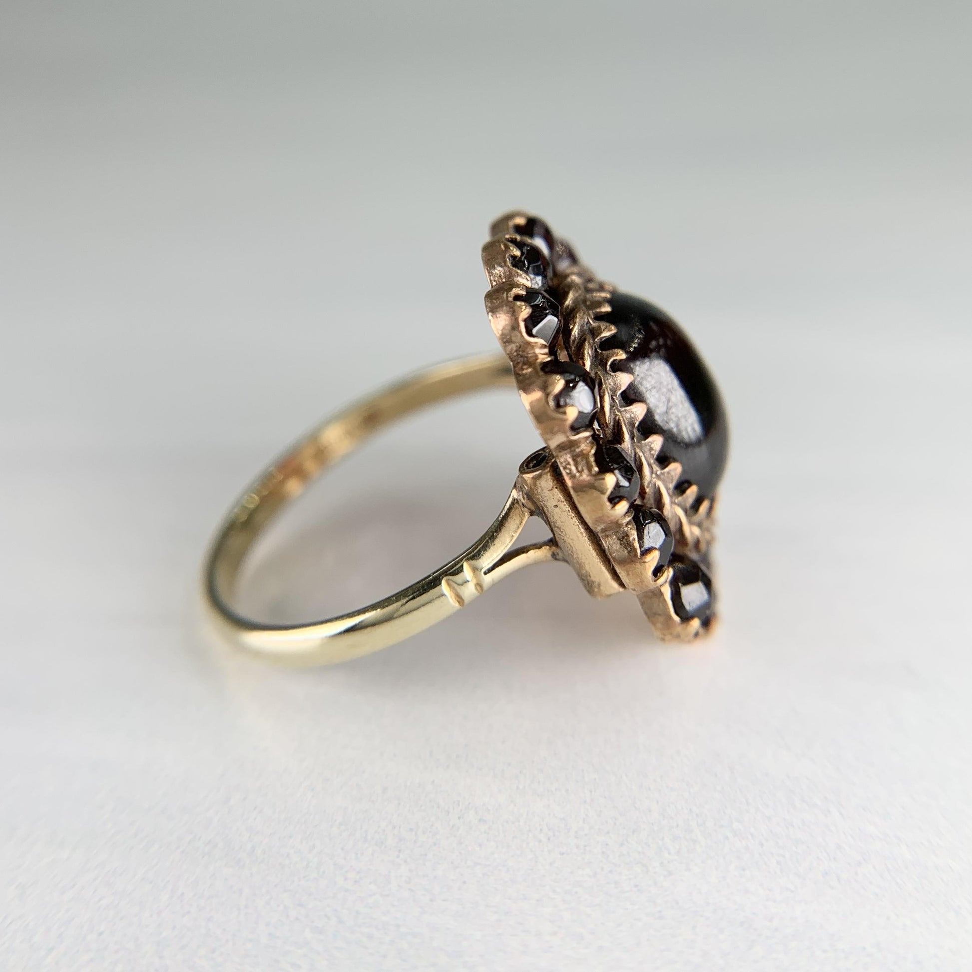 Antique Garnet Cabochon Ring 14k/Silver