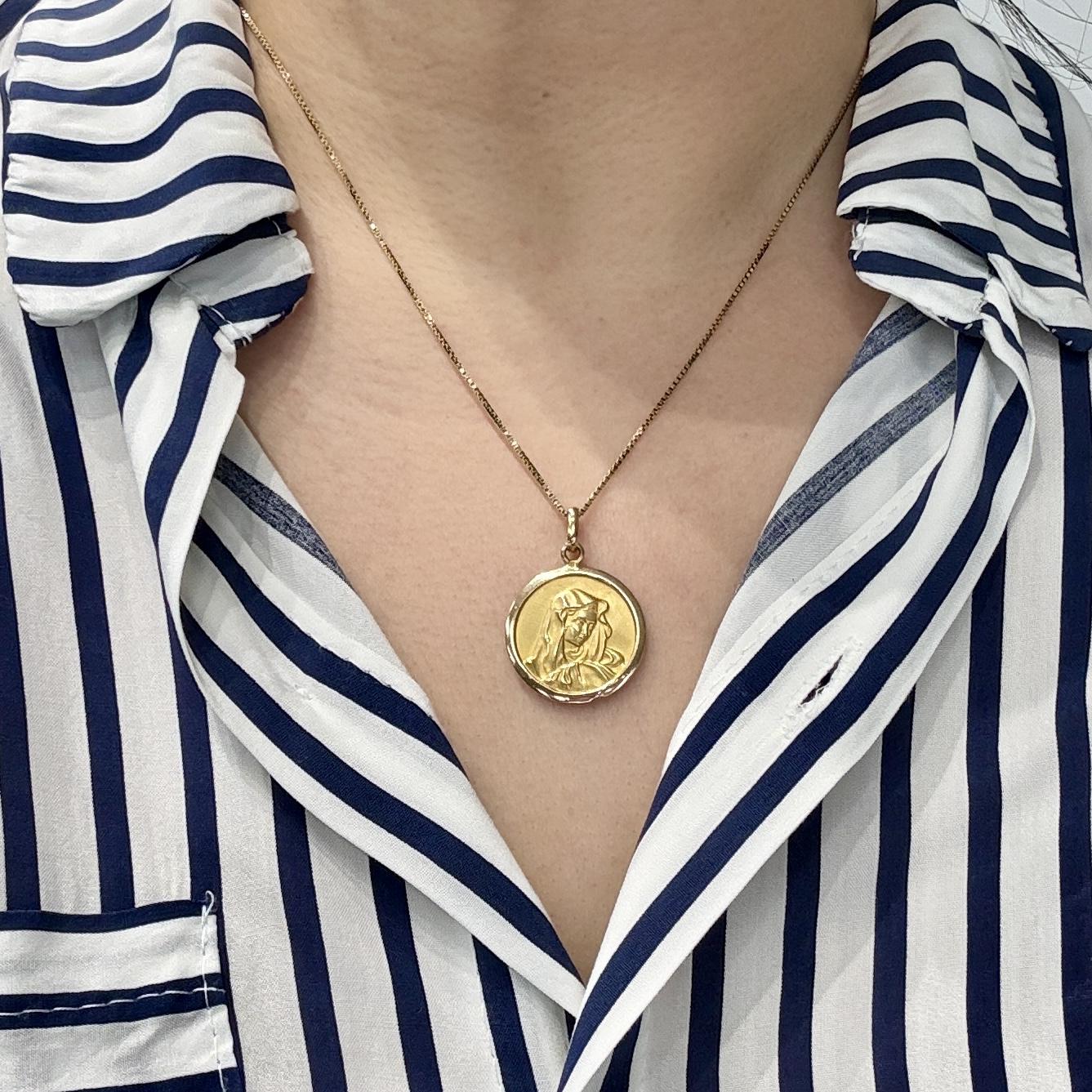 Mary and Jesus Pendant Necklace 14k