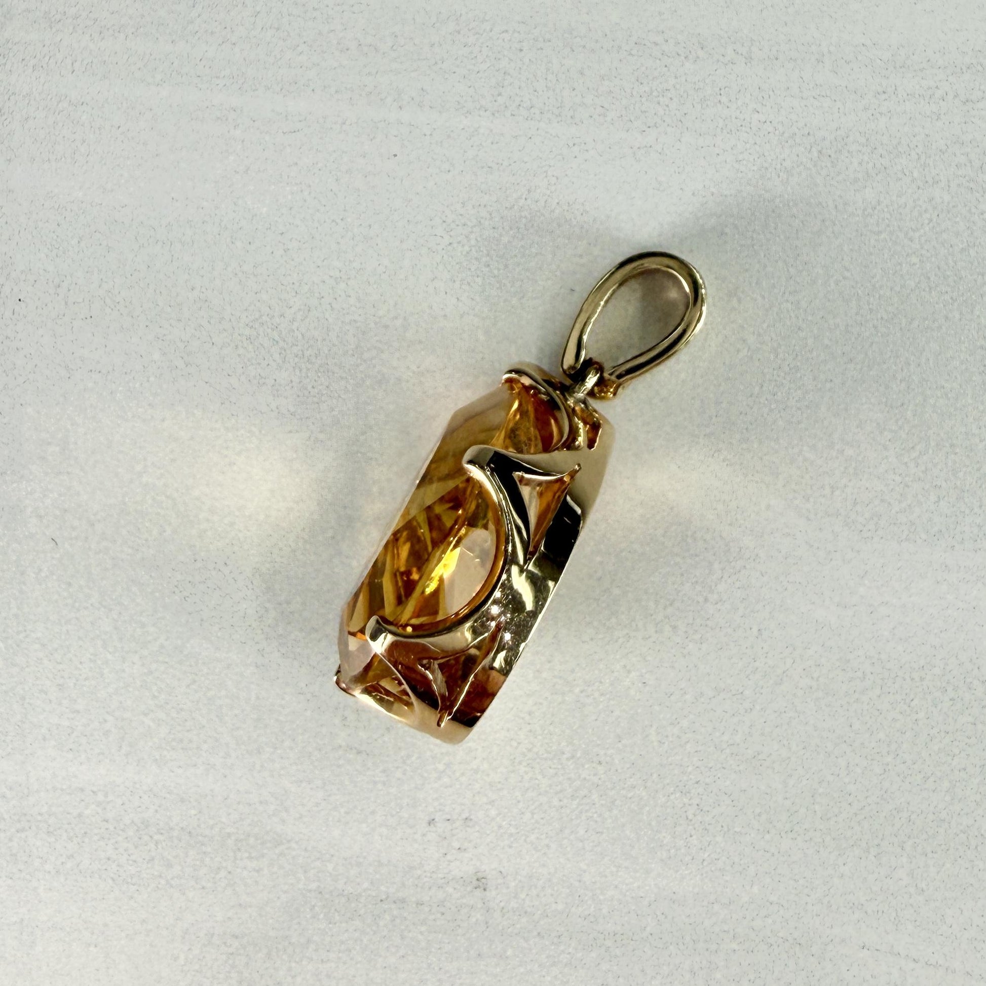 Pear Cut Citrine Pendant 14k