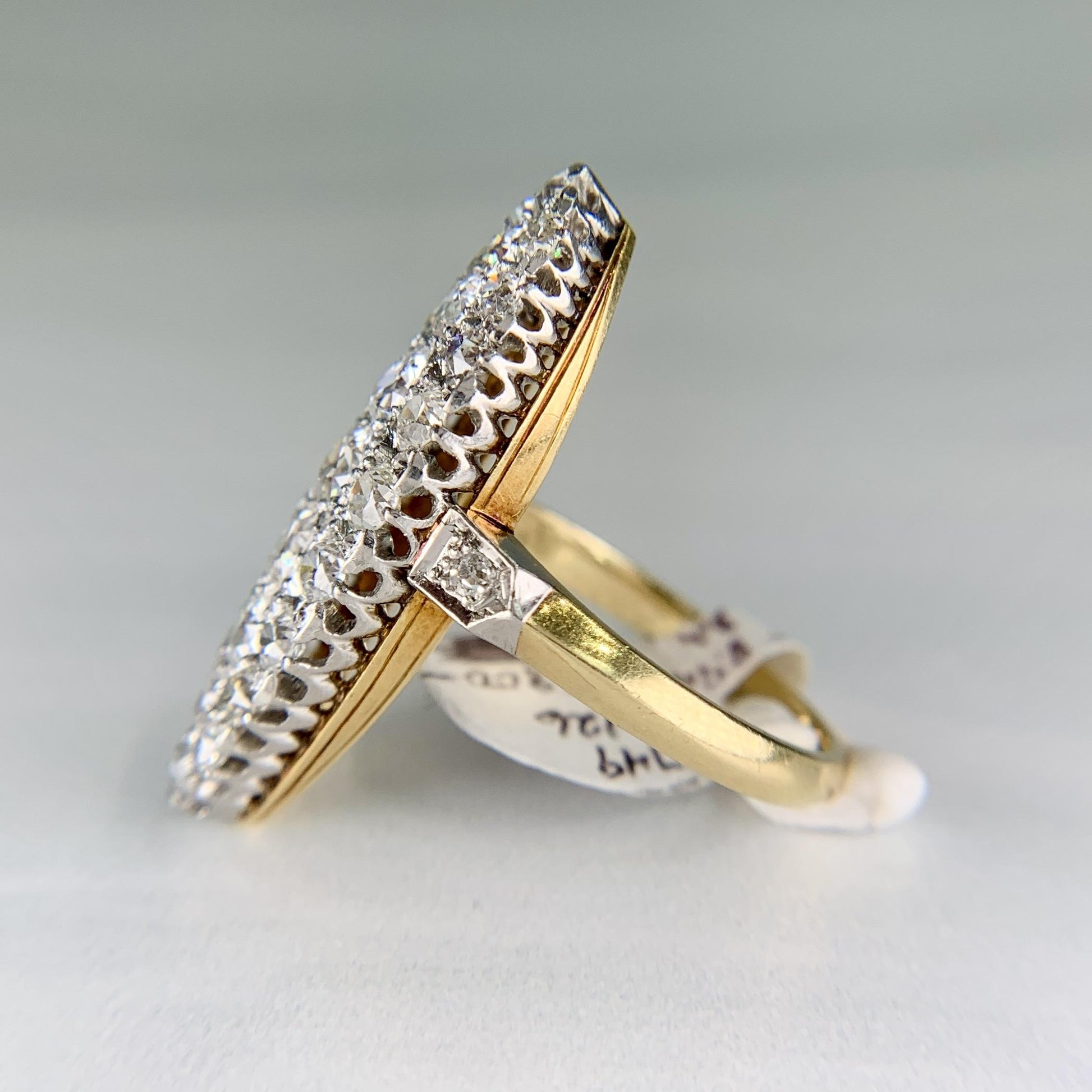 Edwardian French Navette Old Cut Diamond Ring Platinum/18k
