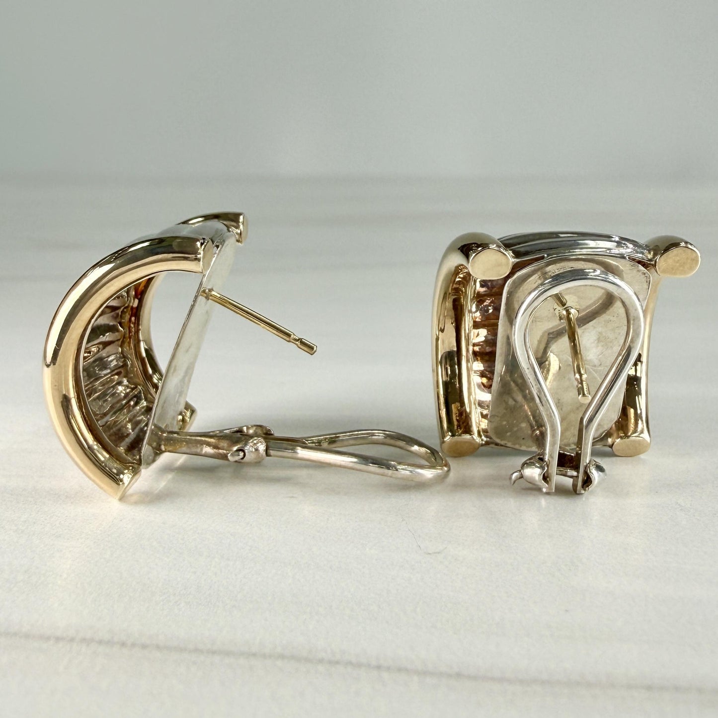 Ribbed Half Hoop Earrings 14k/Sterling Silver