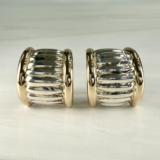 Ribbed Half Hoop Earrings 14k/Sterling Silver