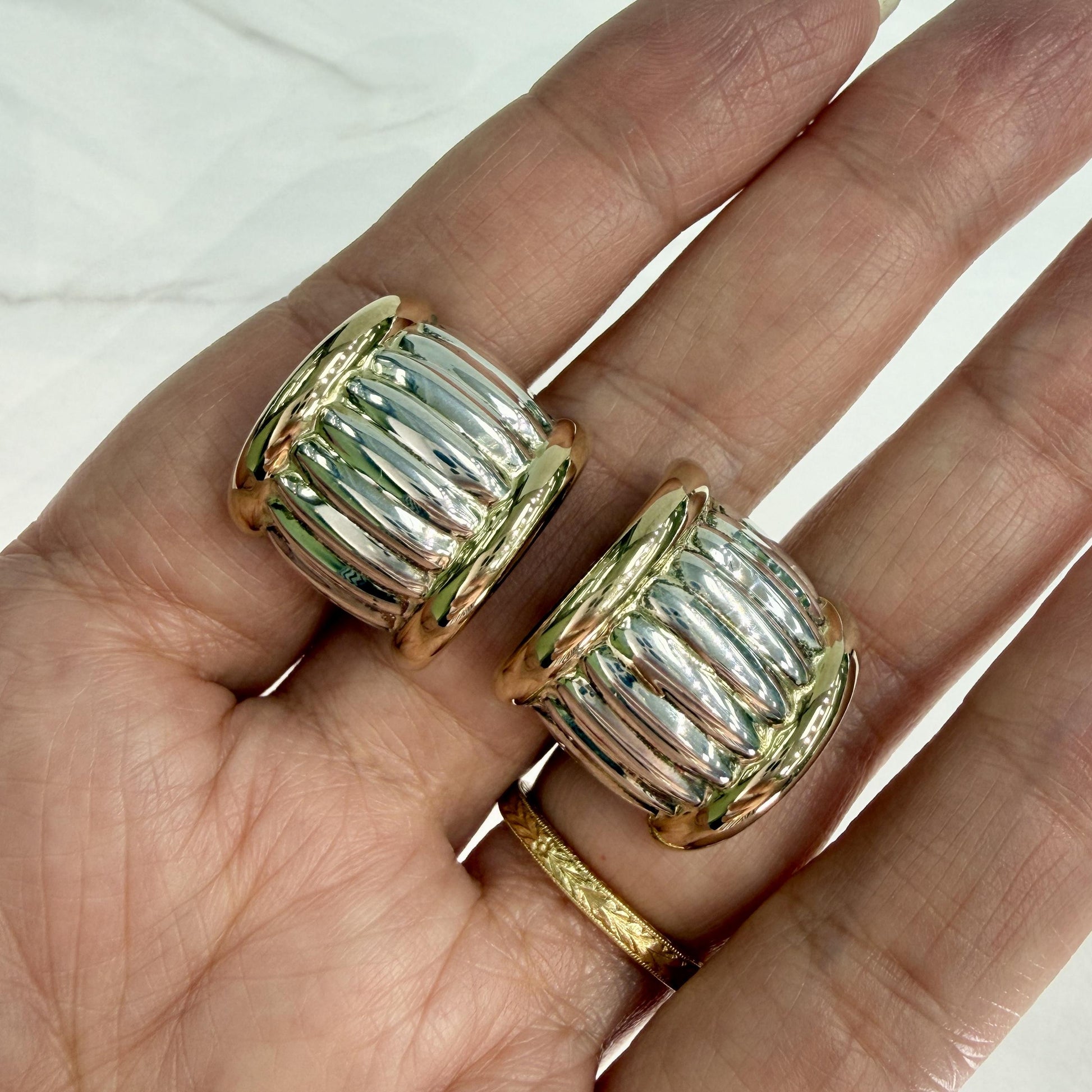 Ribbed Half Hoop Earrings 14k/Sterling Silver